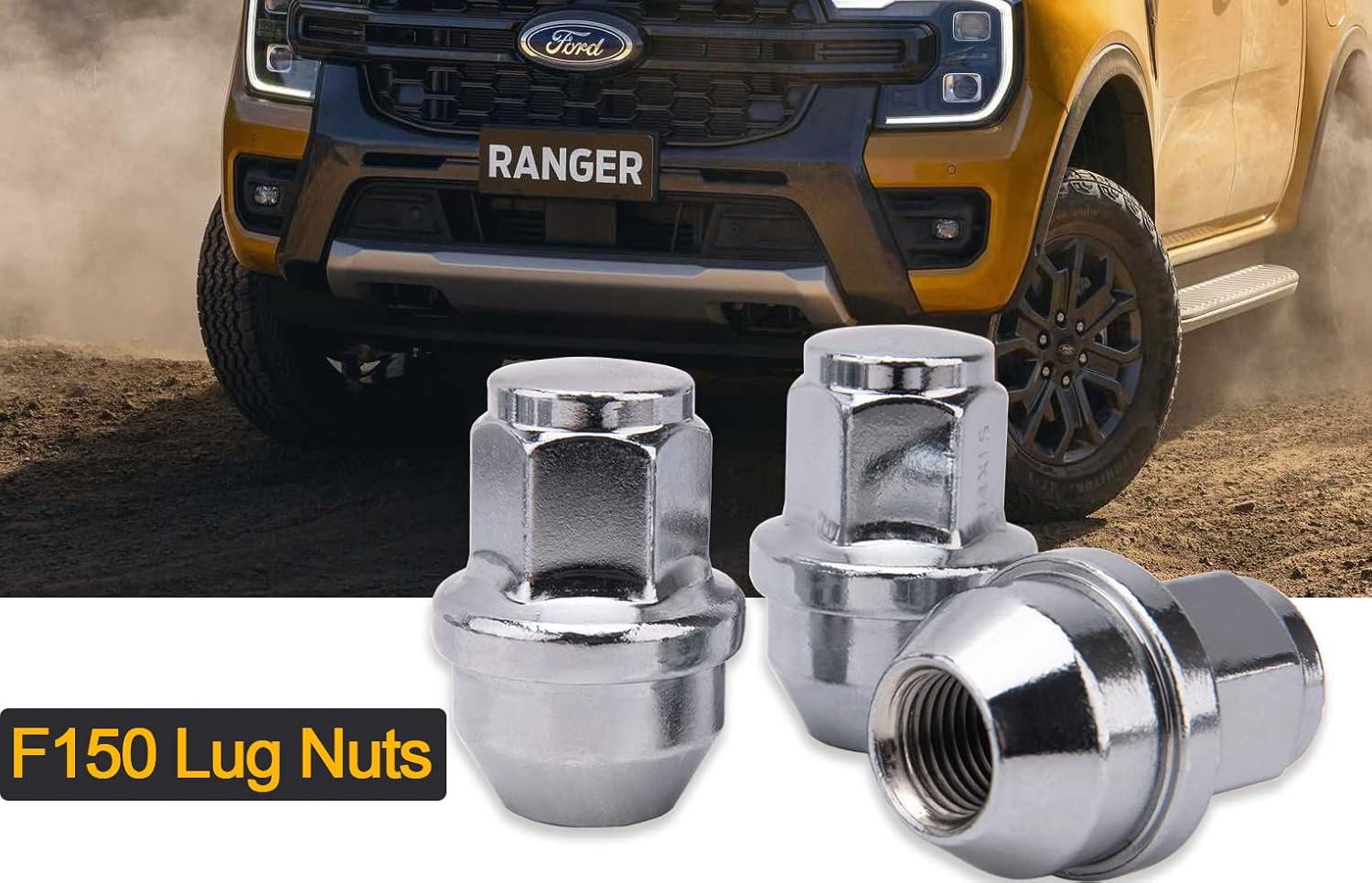 Tuercas de llanta F150 para Ford F-150 Expedition Lincoln Navigator Factory 2015-2020, tuercas grandes cromadas de una pieza de 0.551 x 0.059 in (24