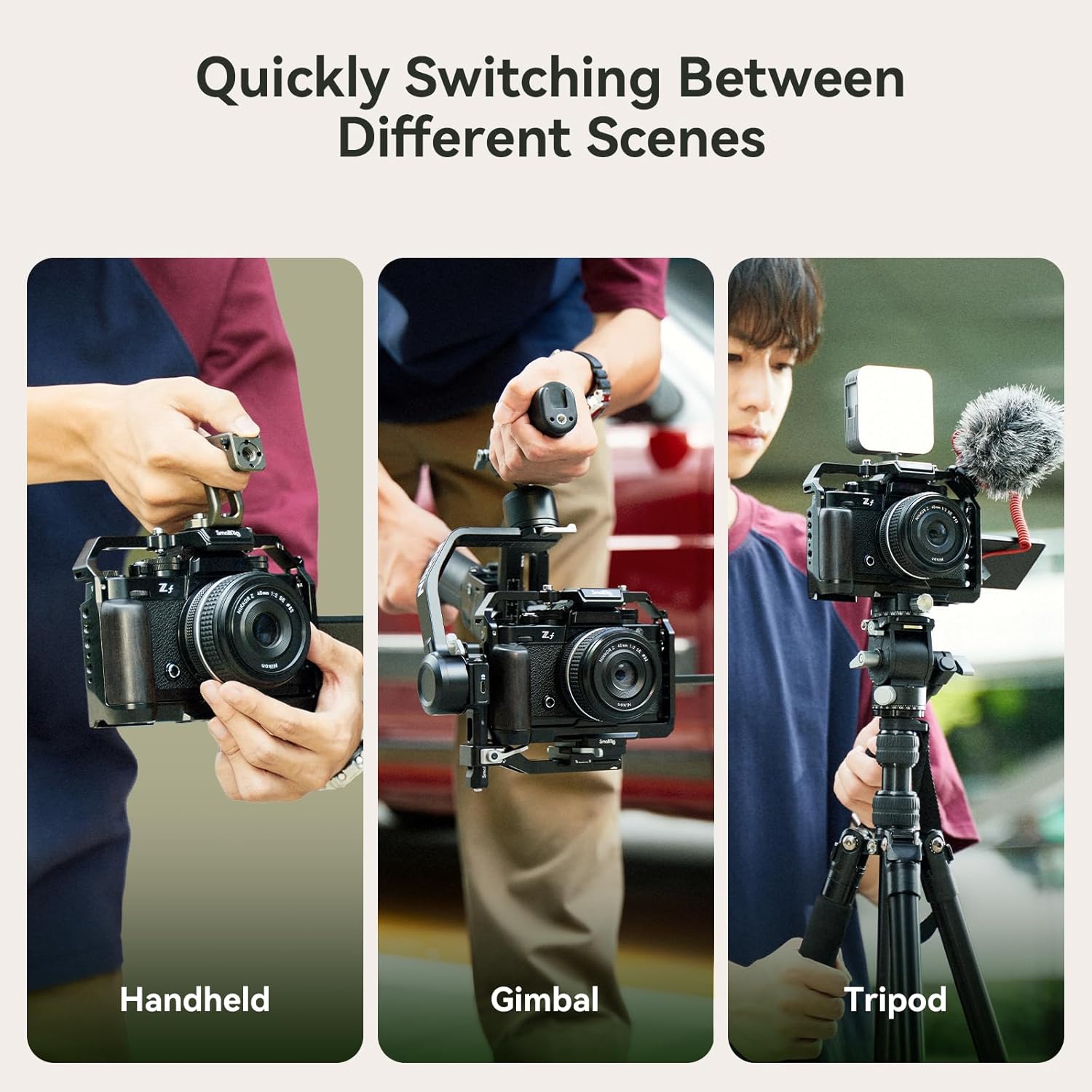 SmallRig Z f – Jaula para cámara Nikon, con agarre ergonómico de ébano, placa de liberación rápida integrada para Arca para encender rápidamente