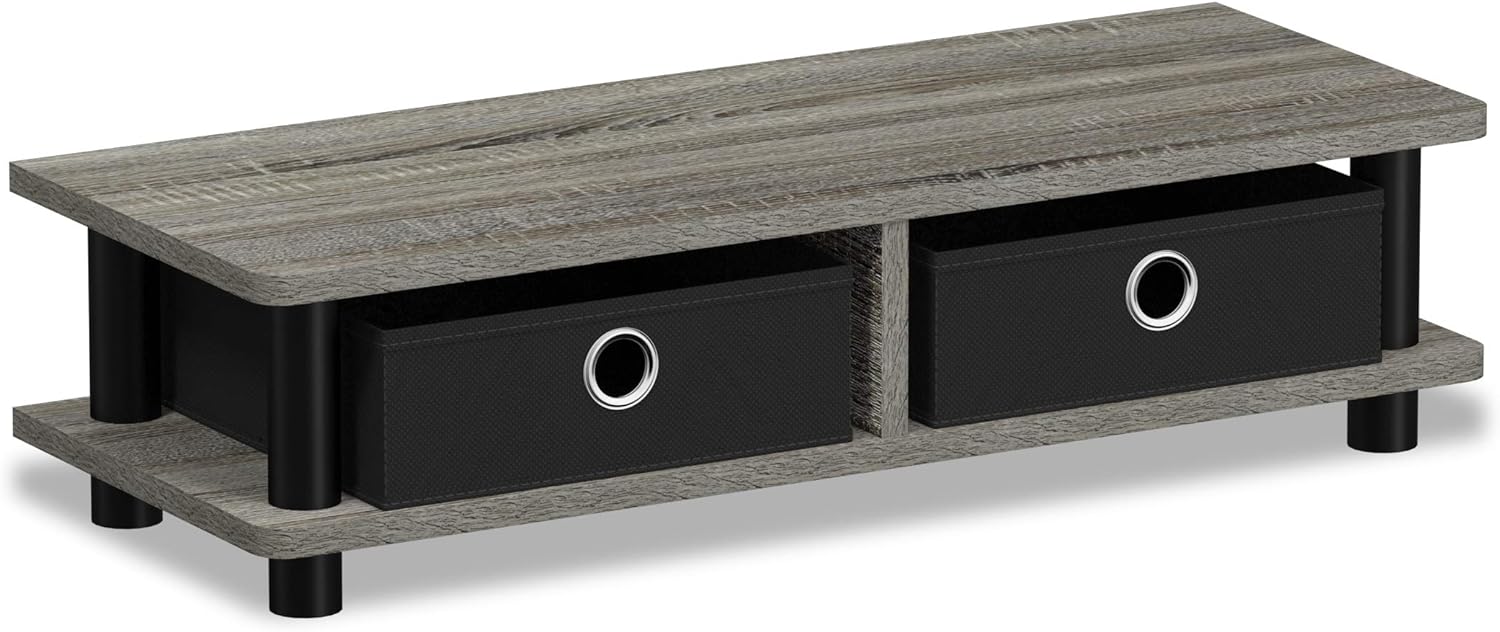 FURINNO Turn-N-Tube – Soporte para monitor, roble francés, color gris y negro