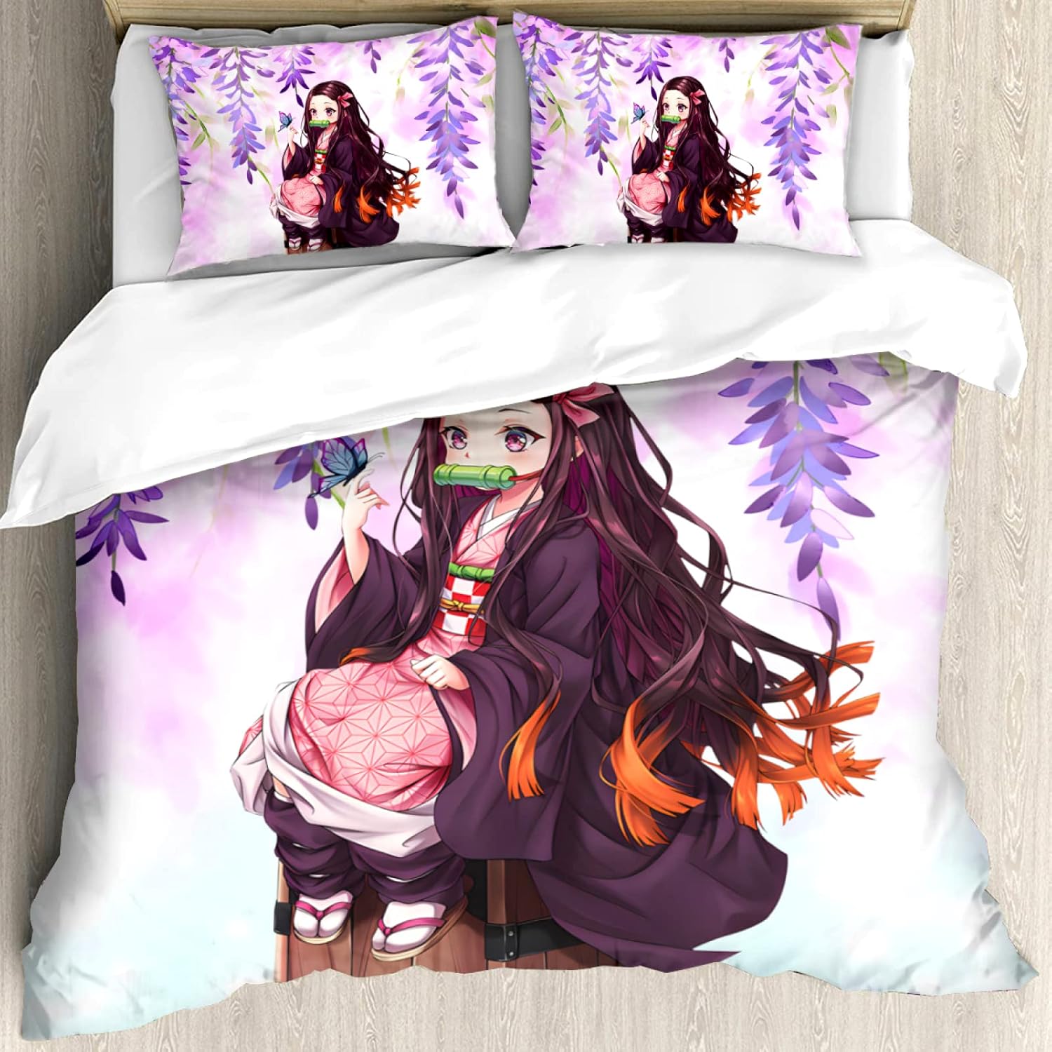 Juego de ropa de cama de 3 piezas, 1 funda de edredón y 2 fundas de almohada con estampado de dibujos animados en 3D, cómodo juego de cama para