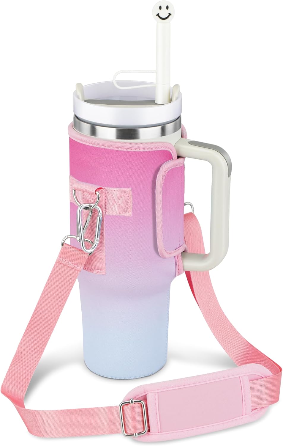 REX-SANTO Soporte para botella de agua Stanley Cup con correa, accesorios de vaso para Stanley de 40 onzas, anti caídas y fugas, adecuado para