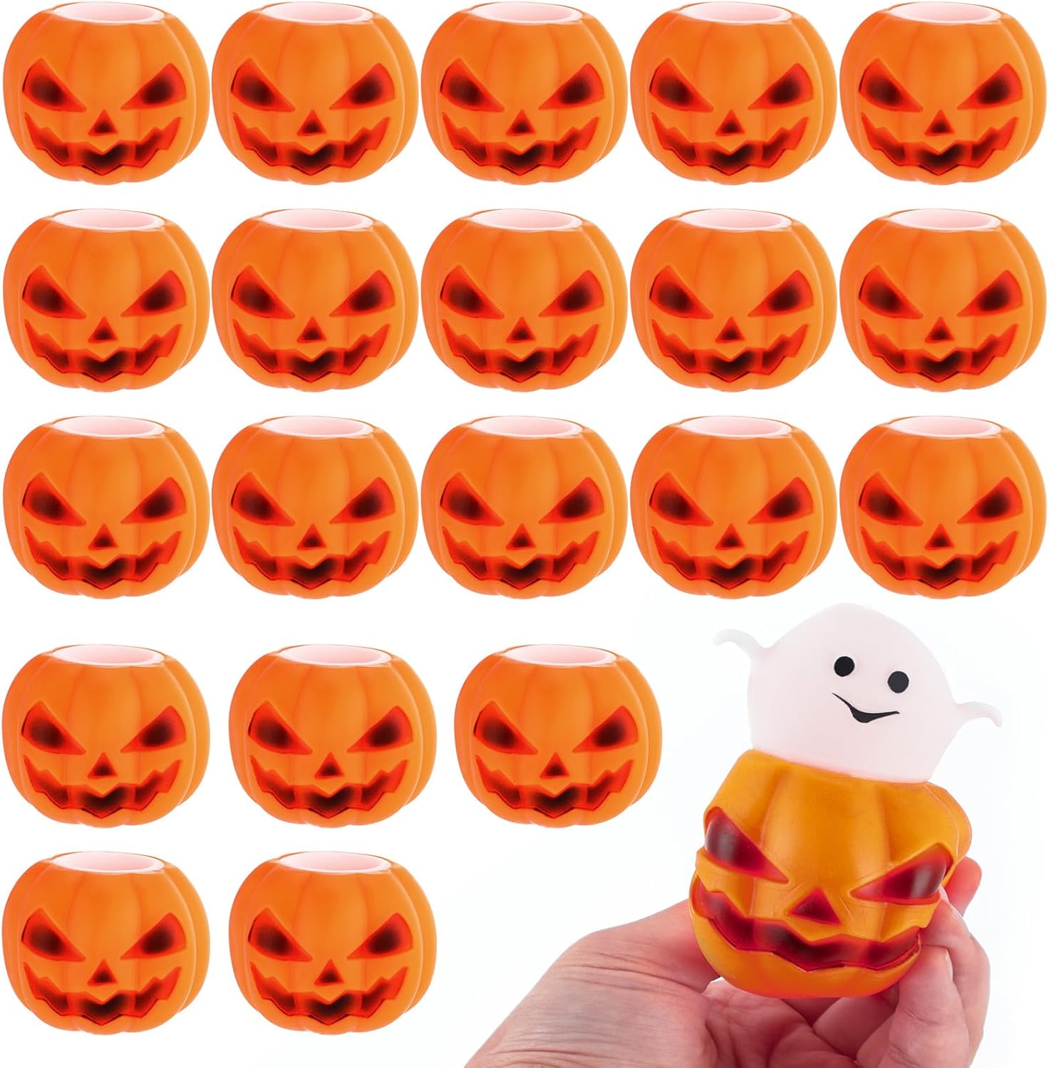 Jenaai 20 huevos de Pascua, bolas estrujables para apretar, cesta de Pascua, juguetes sensoriales para regalos de fiesta de Pascua (calabaza)