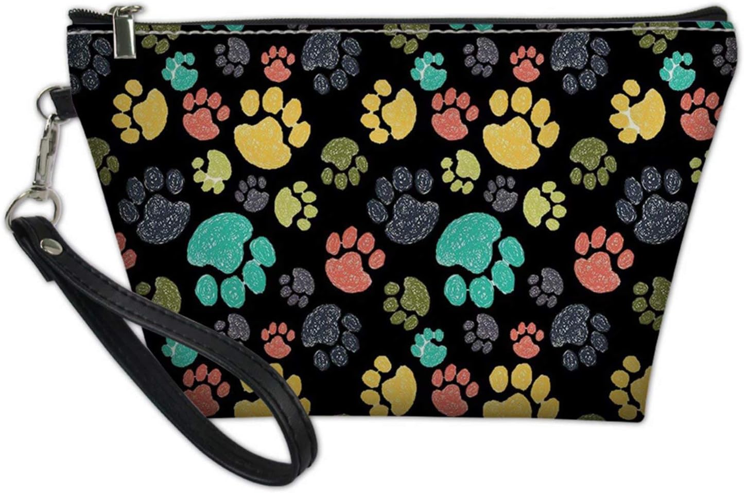 Bolsa de cosméticos para mujer, bolsas de maquillaje grandes, bolsa de viaje para artículos de tocador, estuche impermeable, negro (paw)