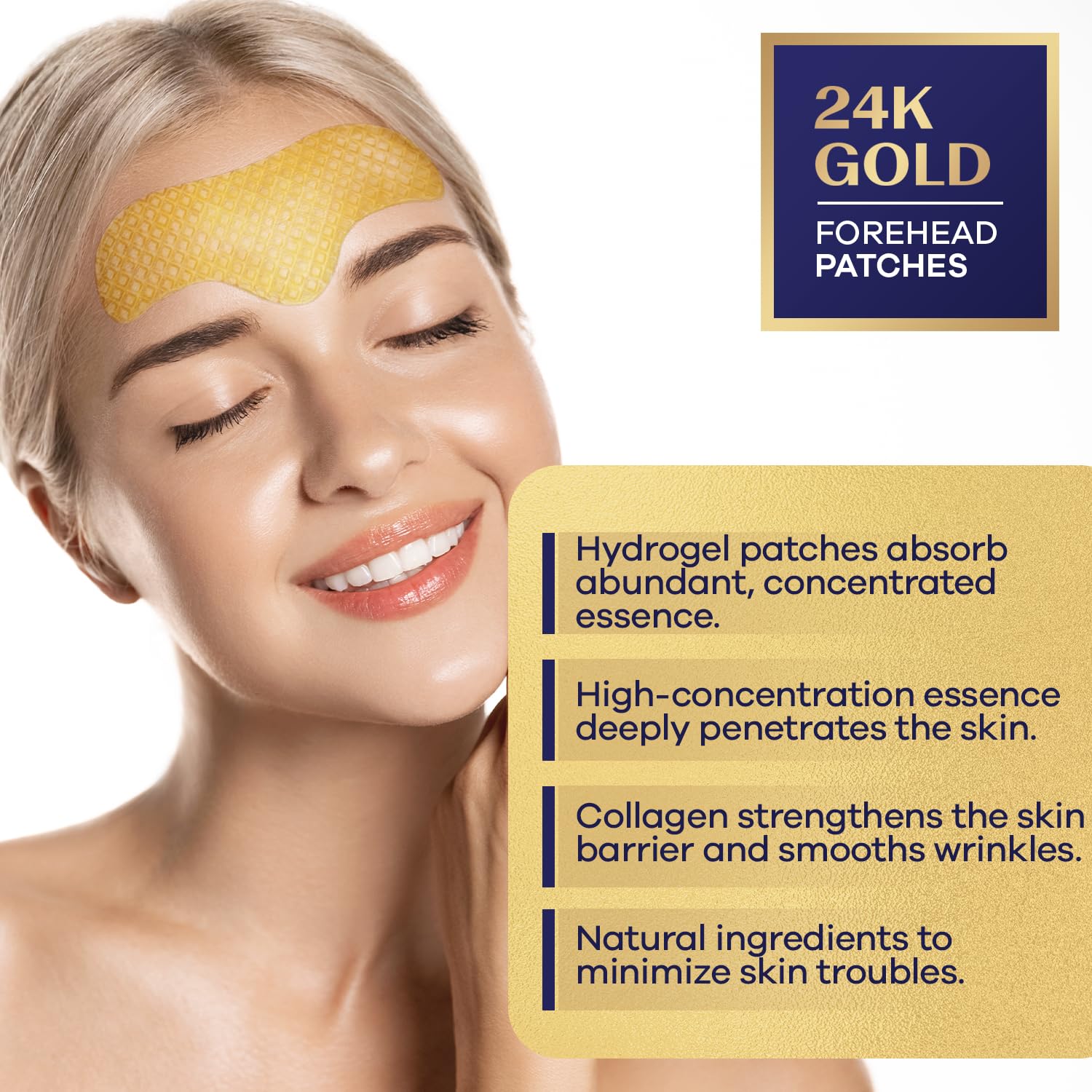 Jardient Parches de hidrogel de oro de 24 quilates para cara, parches antiarrugas con colágeno que aumentan la elasticidad