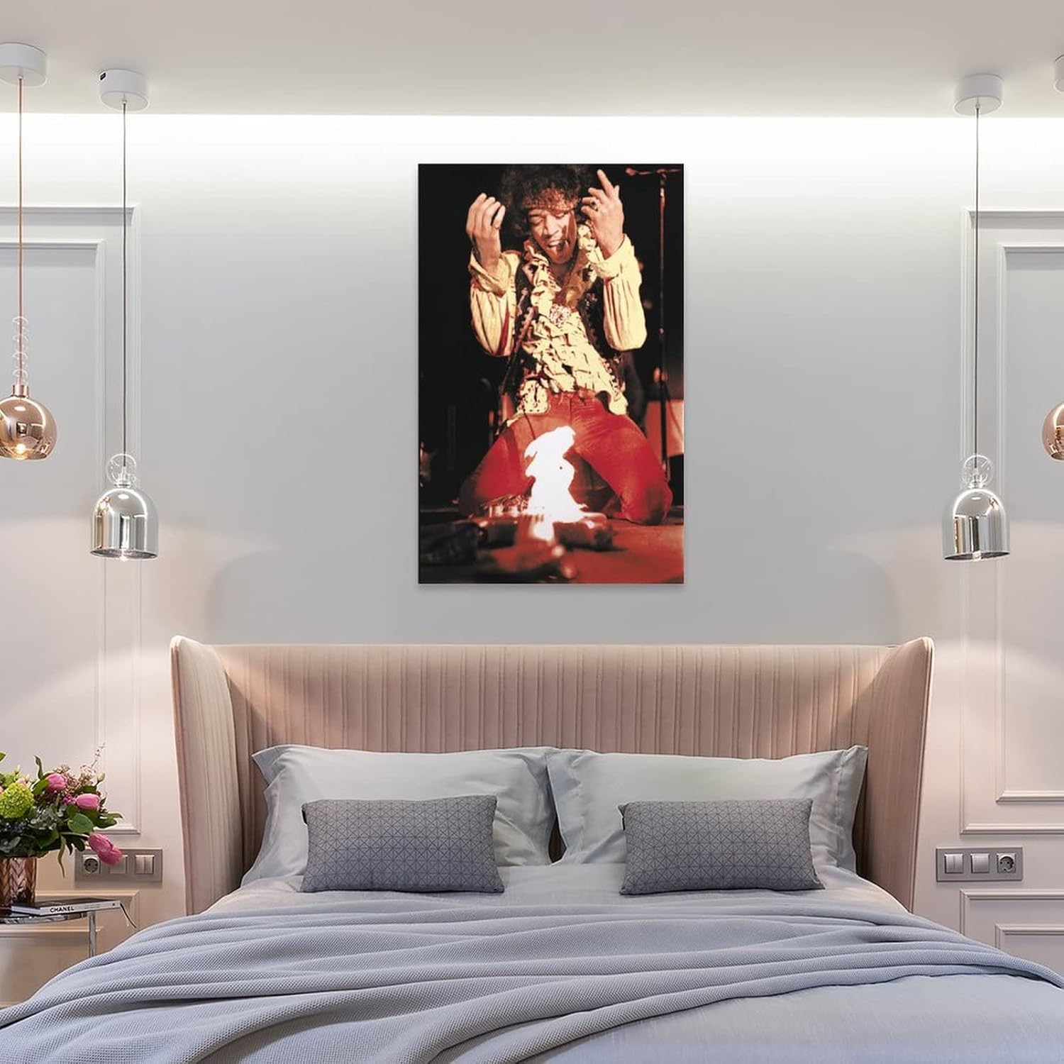 Jimis – Póster fotográfico de guitarra ardiente Hendrix para decoración de pared, decoración de habitación, decoración de dormitorio, regalos