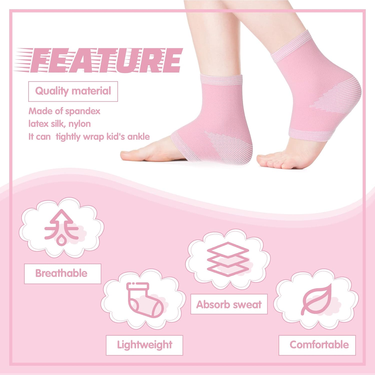 3 pares de mangas de compresión de tobillo para niños, tobilleras de compresión, soporte de arco de pie, calcetines para niñas, tobilleras,