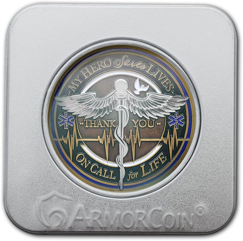 & Emblem – Moneda de desafío del equipo médico EMT  EMS  Honrando a los profesionales médicos heroicos  Equipo médico – con caja de exhibición de