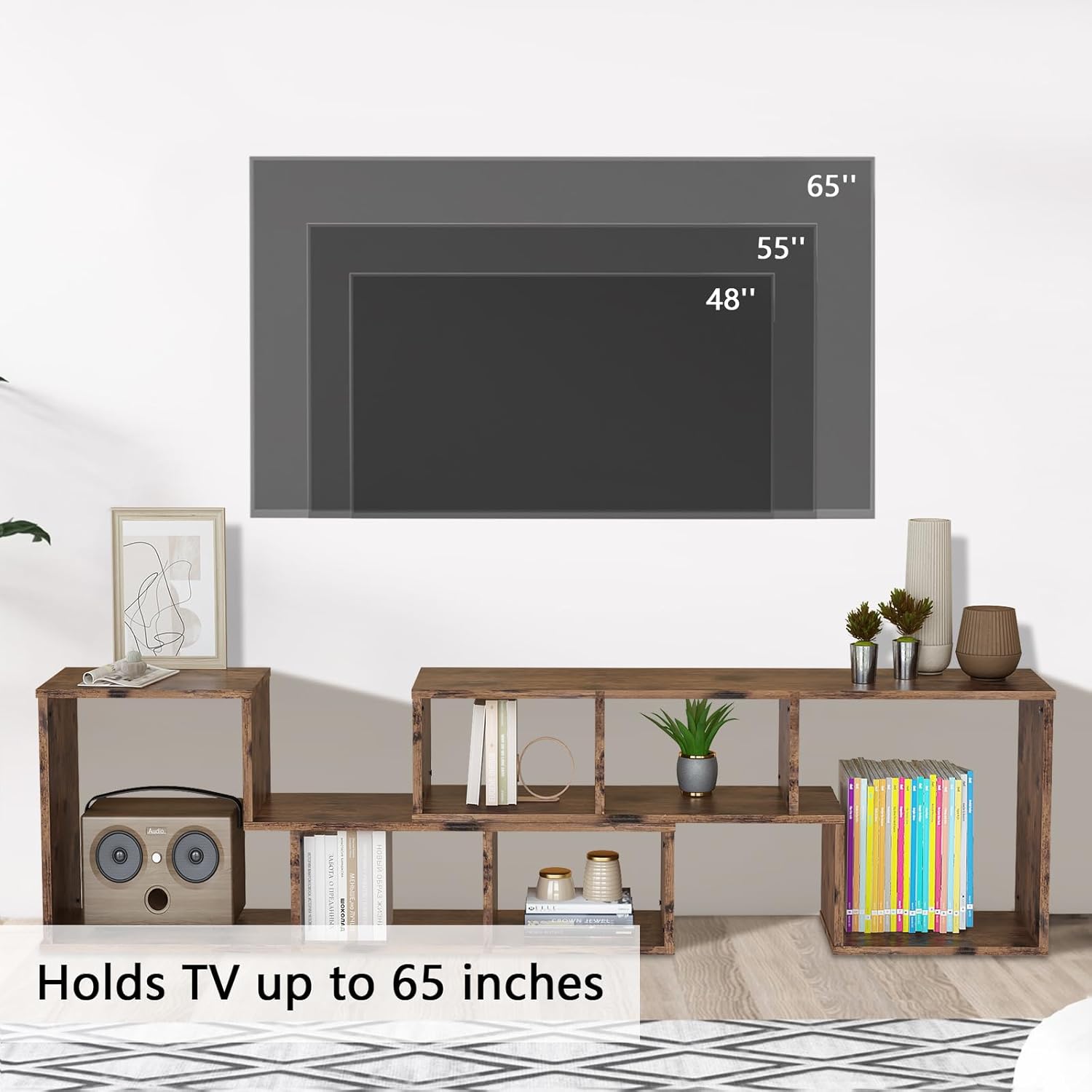 DKLGG Soporte de TV de 2 piezas, combinación gratuita, centro de entretenimiento para juegos, soporte moderno para TV de 50 o 65 pulgadas, estante