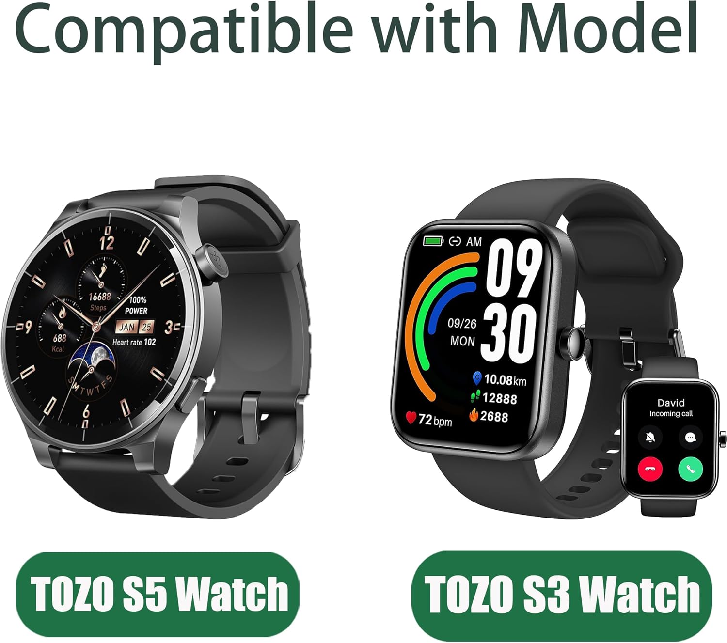 Compatible con TOZO S3 Smart Watch, correa de repuesto ajustable de nailon elástico elástico compatible con TOZO S3 1.83 pulgadas Smart Watch