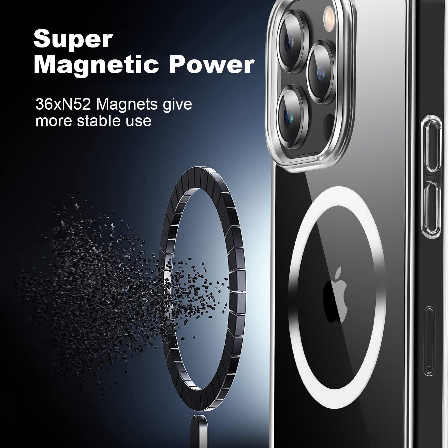 Compatible con MagSafe, resistente a caídas de 10 pies, funda protectora delgada, no amarillenta para iPhone 14 Plus y iPhone 15 Plus (transparente)
