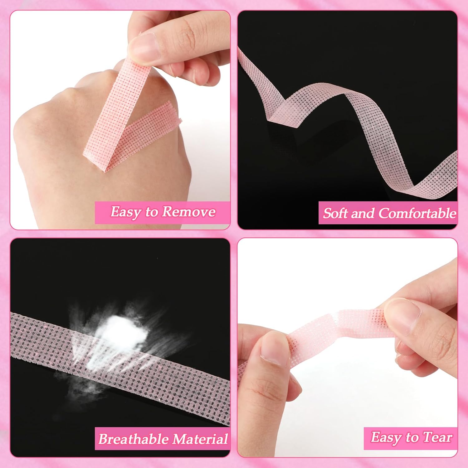 UPINS 24 rollos de cinta de pestañas, cinta adhesiva de pestañas con microporos transpirables, cinta de pestañas de tela para suministros de
