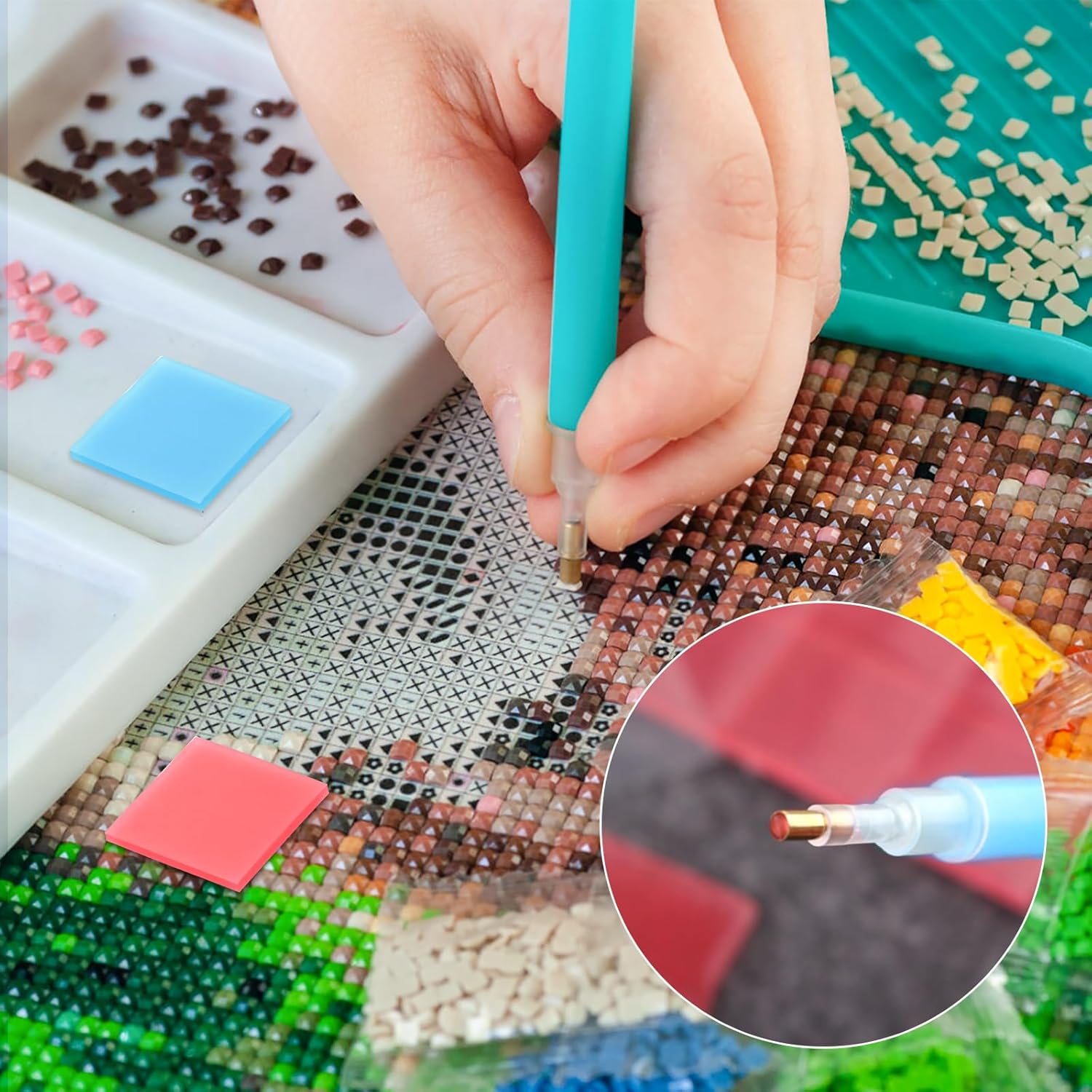 80 piezas de arcilla de pegamento de pintura de diamante, 4 colores DIY pegamento de diamante pintura de cera de arcilla herramienta de bordado