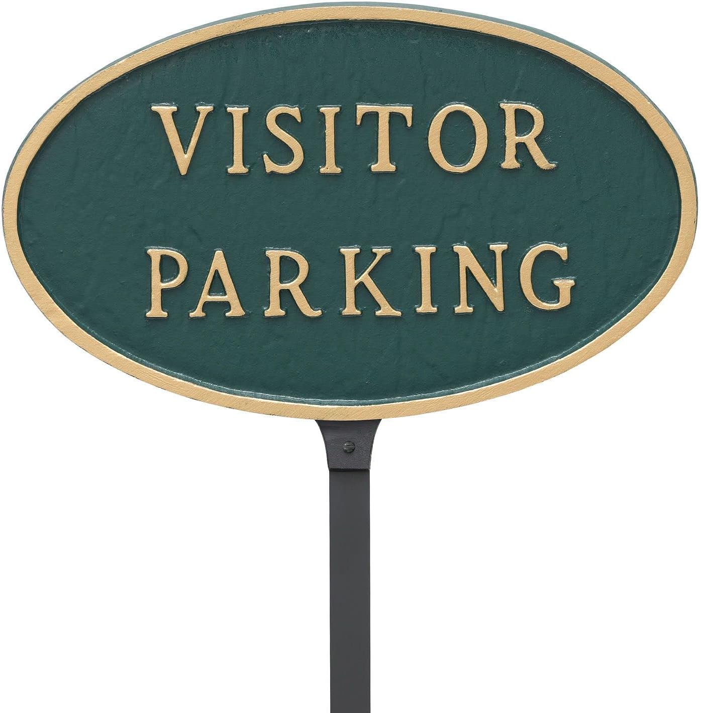 Placa ovalada de estacionamiento para visitantes para pared o césped para casa o negocio – Estacionamiento reservado – Aluminio recubierto de polvo