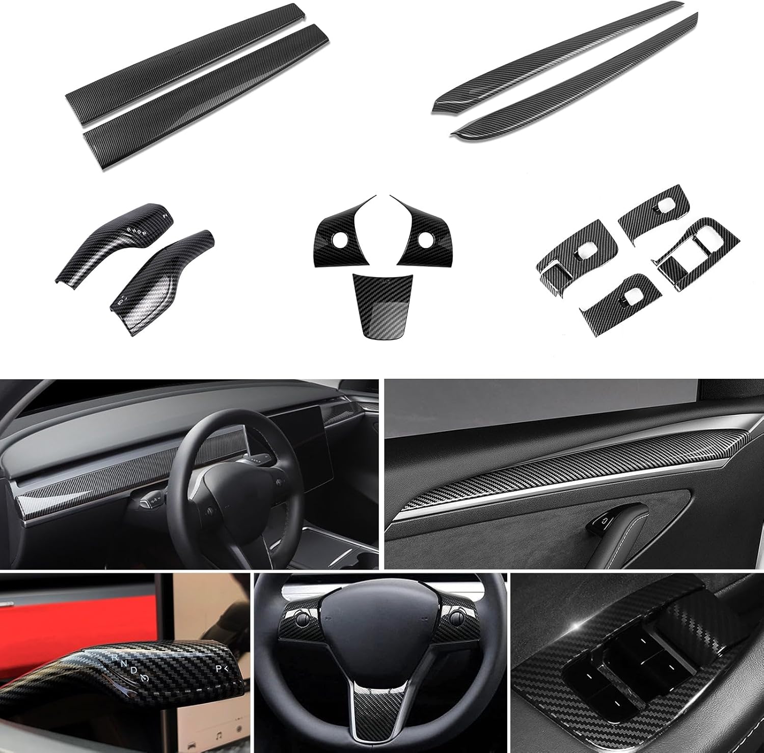 Xotic Tech – Tablero de consola central para interior de automóvil, tira de puerta, panel de dirección, palanca de cambios de paleta, cubierta de