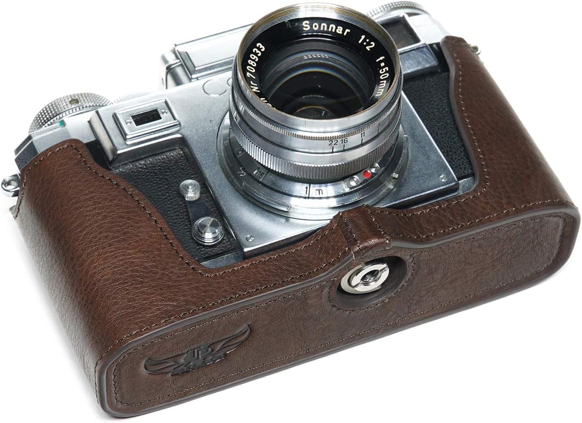 Hecho a mano cuero auténtico medio cámara caso bolsa cubierta para ZEISS IKON CONTAX IIIA IIA película cámara color café