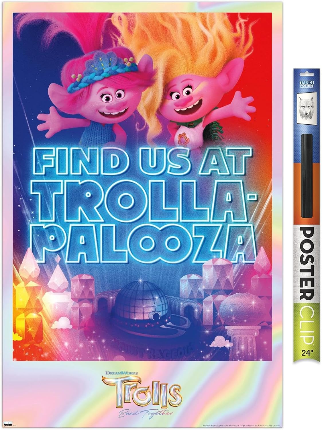 Trends International Trolls Band Together – Póster de pared de Viva and Poppy at Trolla-Palooza, 22.37 x 34.00 pulgadas, paquete de póster y clip
