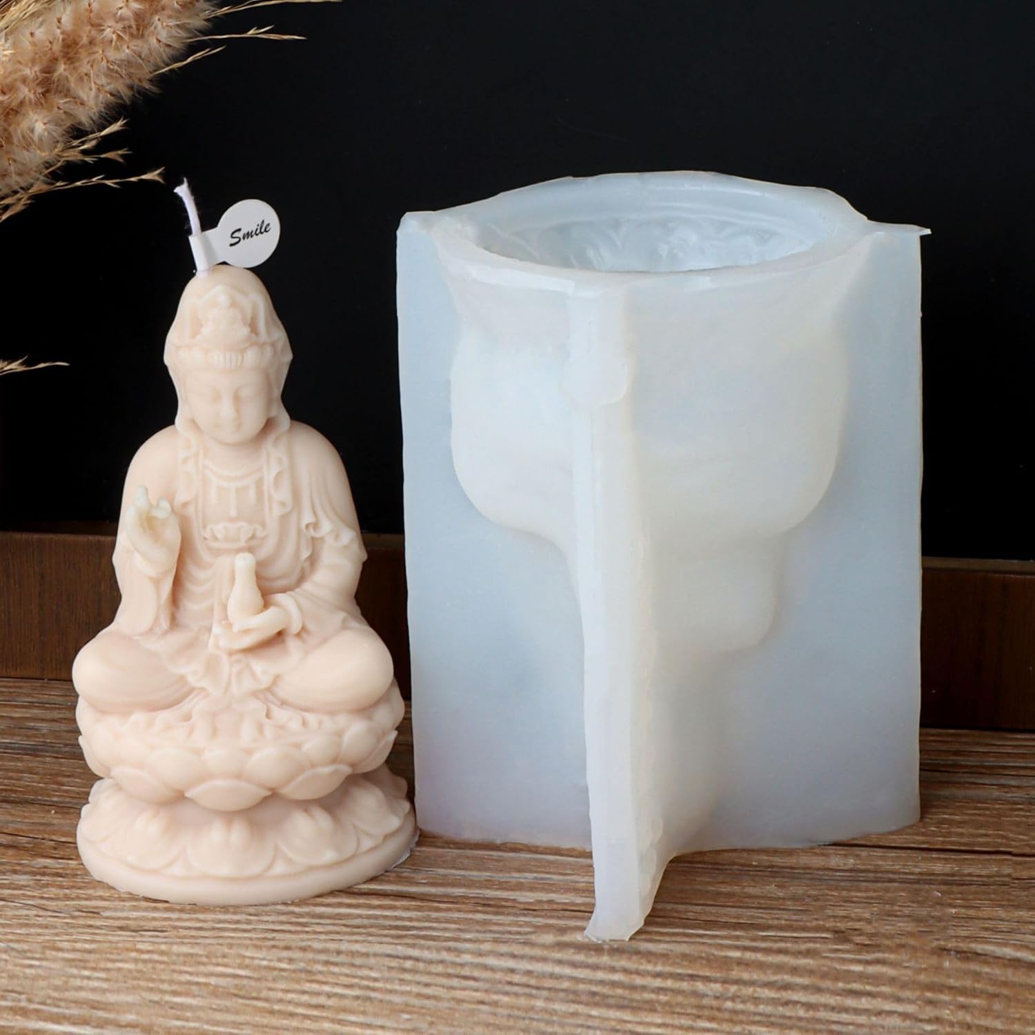 Molde de vela de Buda 3D Quan Yin Buddha estatua de silicona para escultura, vela de cera de soja, arte de resina, manualidades de bricolaje