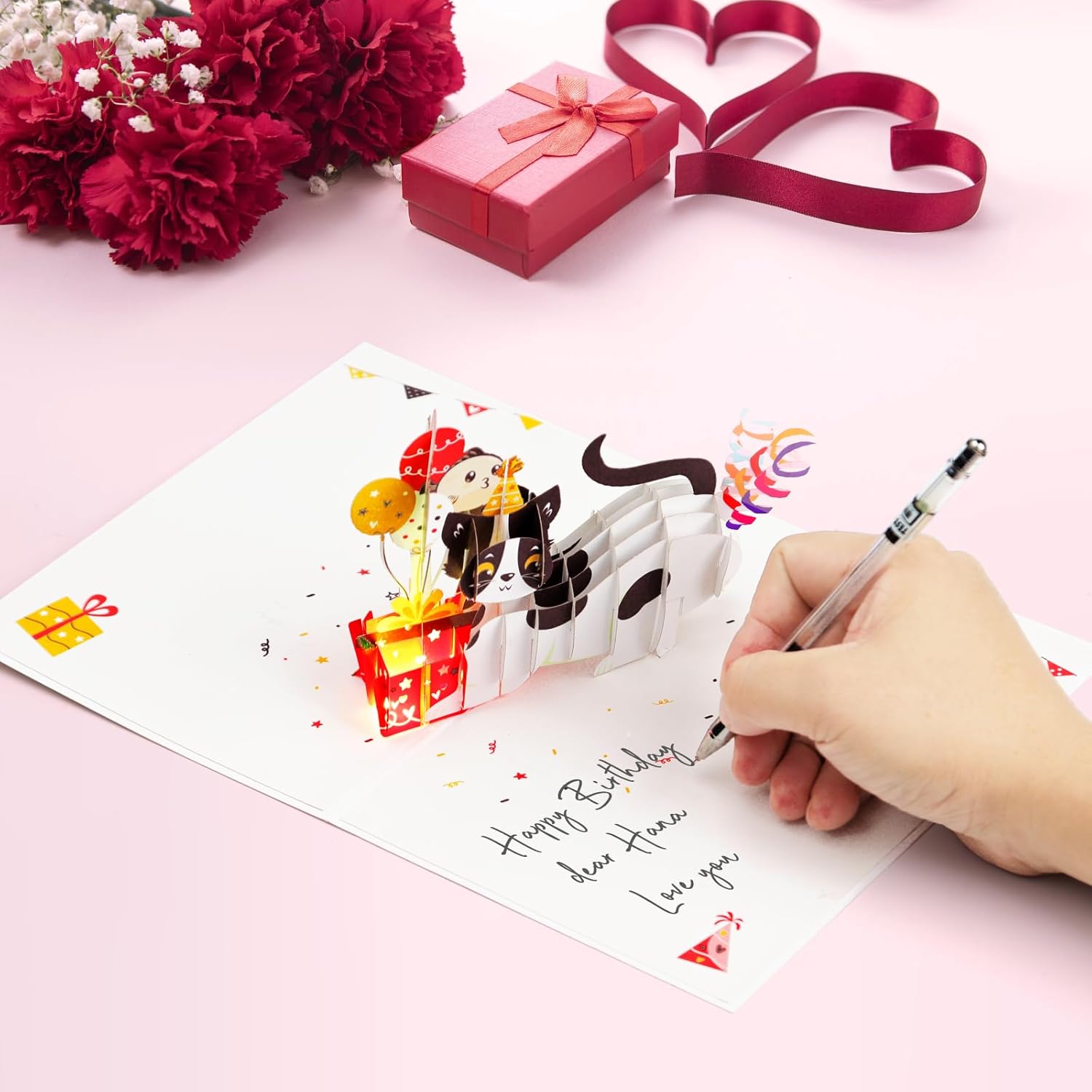 YunXianger Tarjetas de cumpleaños, tarjeta de feliz cumpleaños ligera y música, divertida tarjeta de felicitación de cumpleaños de gato desplegable