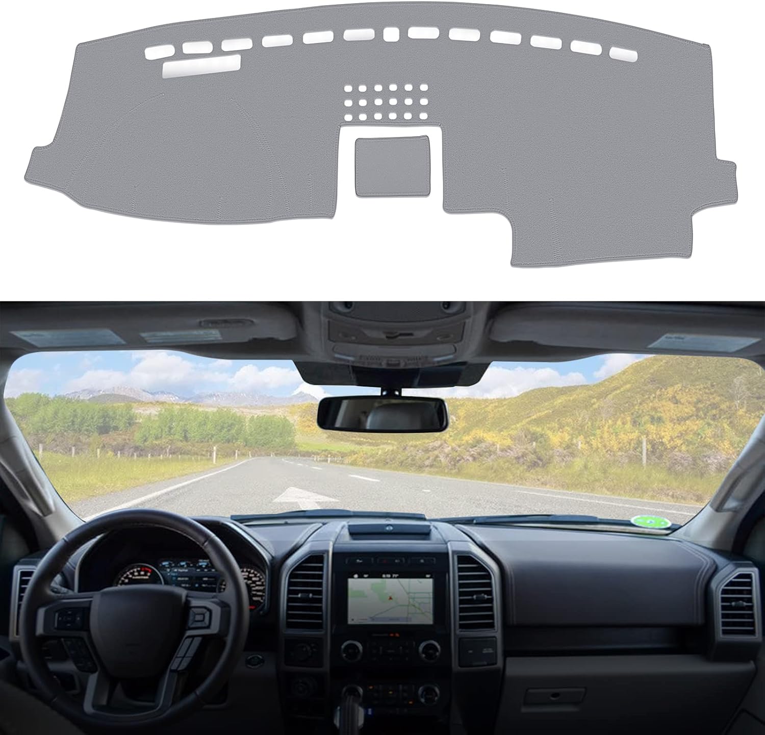 Tapete para cubierta de salpicadero compatible con F150 2015-2018 (con altavoz central)