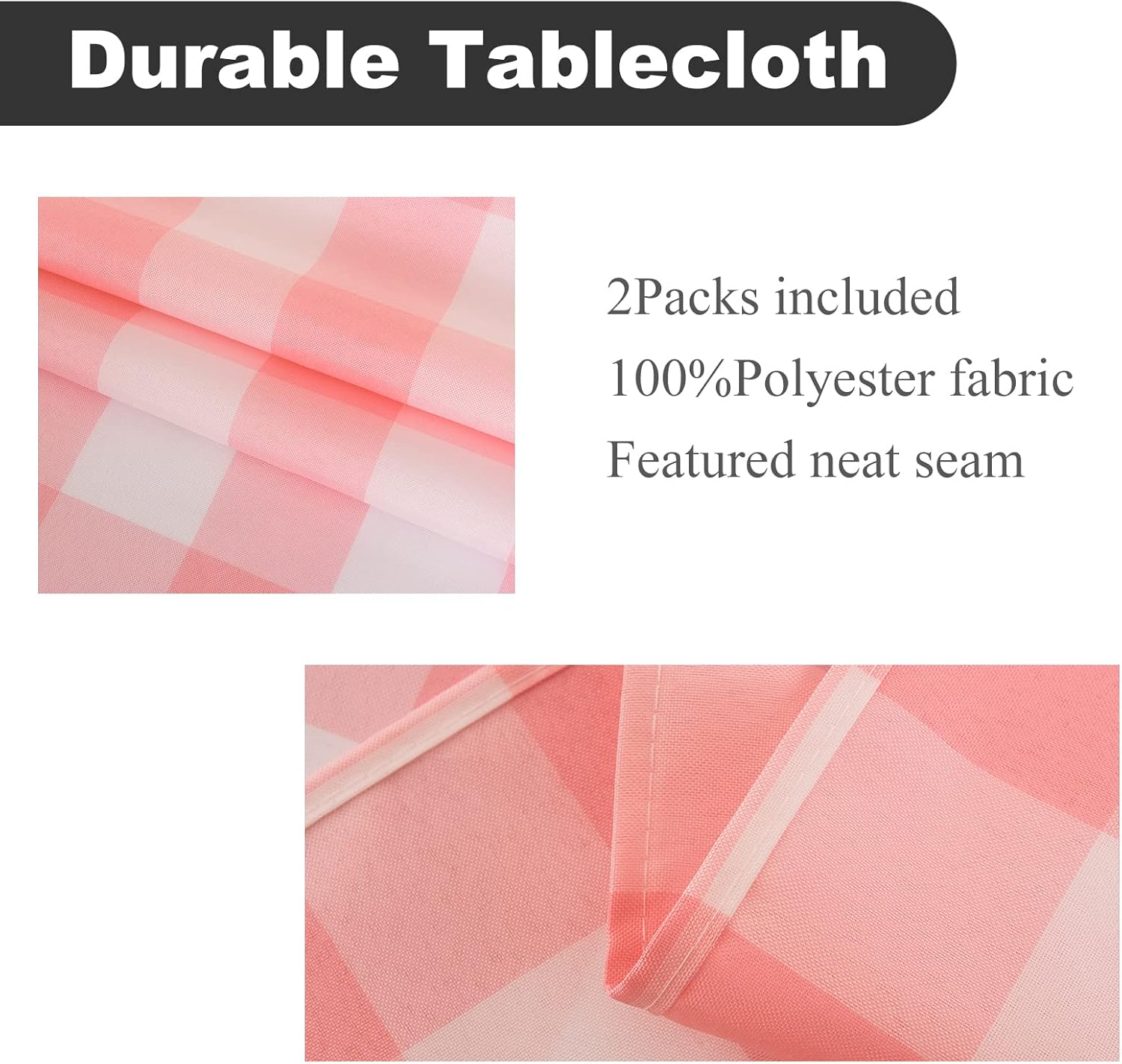 Paquete de 2 manteles rectangulares de poliéster impermeable a cuadros, 60 x 84 pulgadas, mantel para exteriores, mantel para prevención de manchas