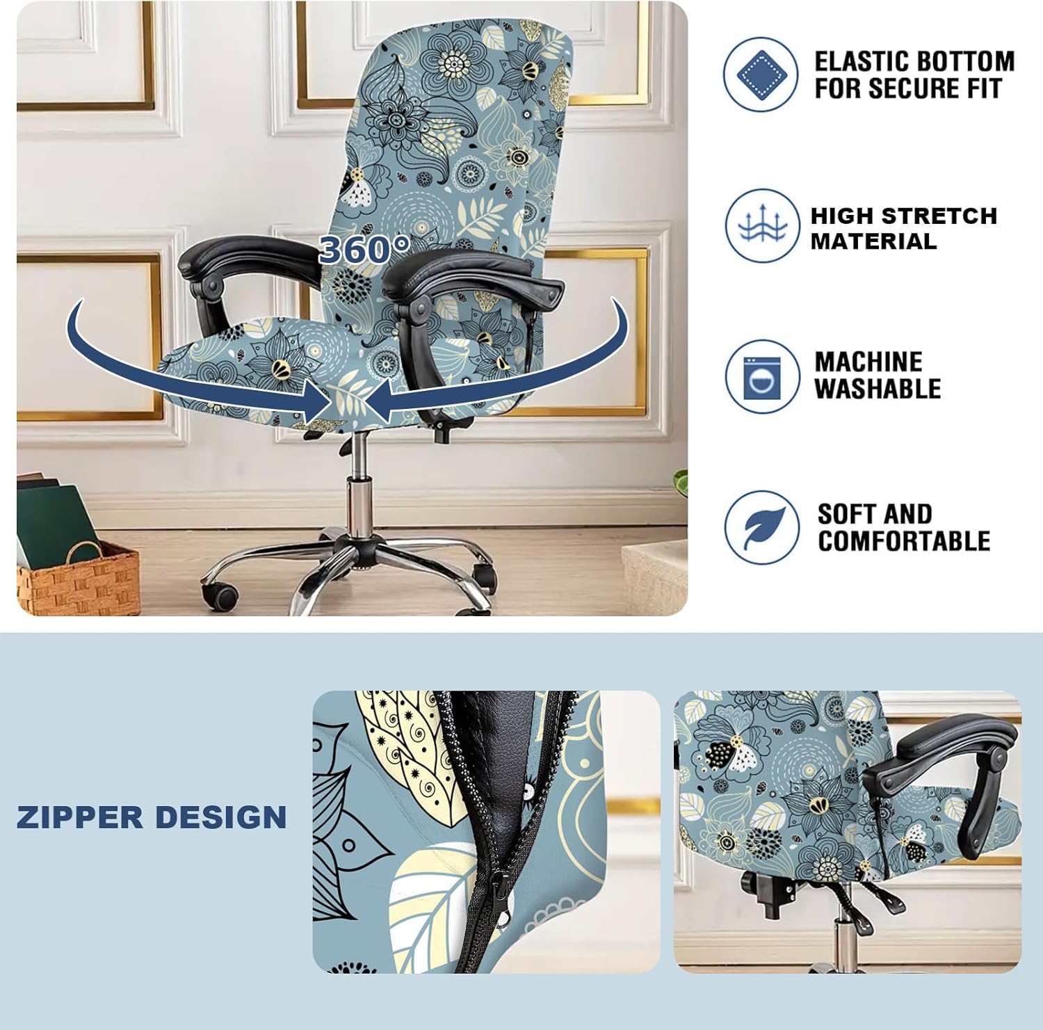 HAOYONG Fundas elásticas para sillas de oficina, fundas suaves para silla de escritorio, fundas para silla de jefe, fundas universales para silla