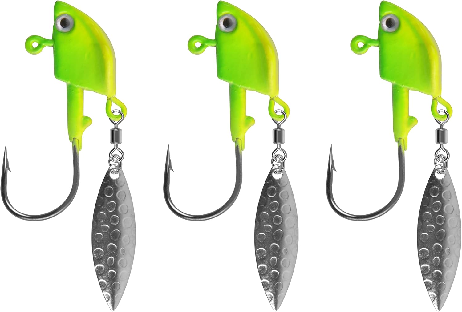 16 piezas de cabezas de calar de pesca con hoja de sauce Swimbait, gancho debajo de las plantillas giratorias para pesca de lubina, 14 onzas, 38
