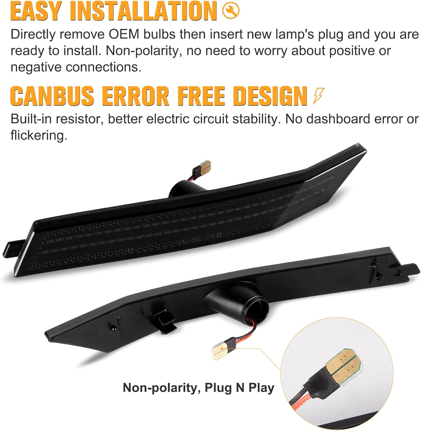 Gempro Luces LED para parachoques delantero lateral para Ford Fusion 2006-2009, luces de señal de estacionamiento, lente ahumada, 2 unidades