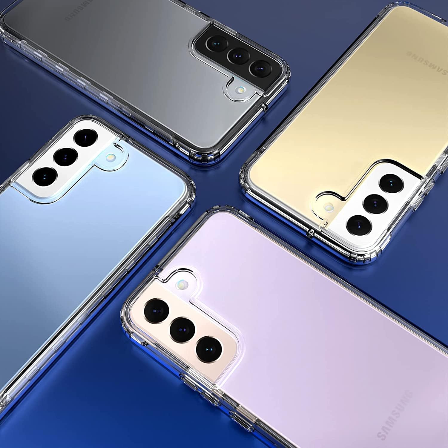 IDweel Funda transparente para Galaxy S22 Plus con protector de pantalla de vidrio templado, híbrida 2 en 1, a prueba de golpes, suave, delgada,