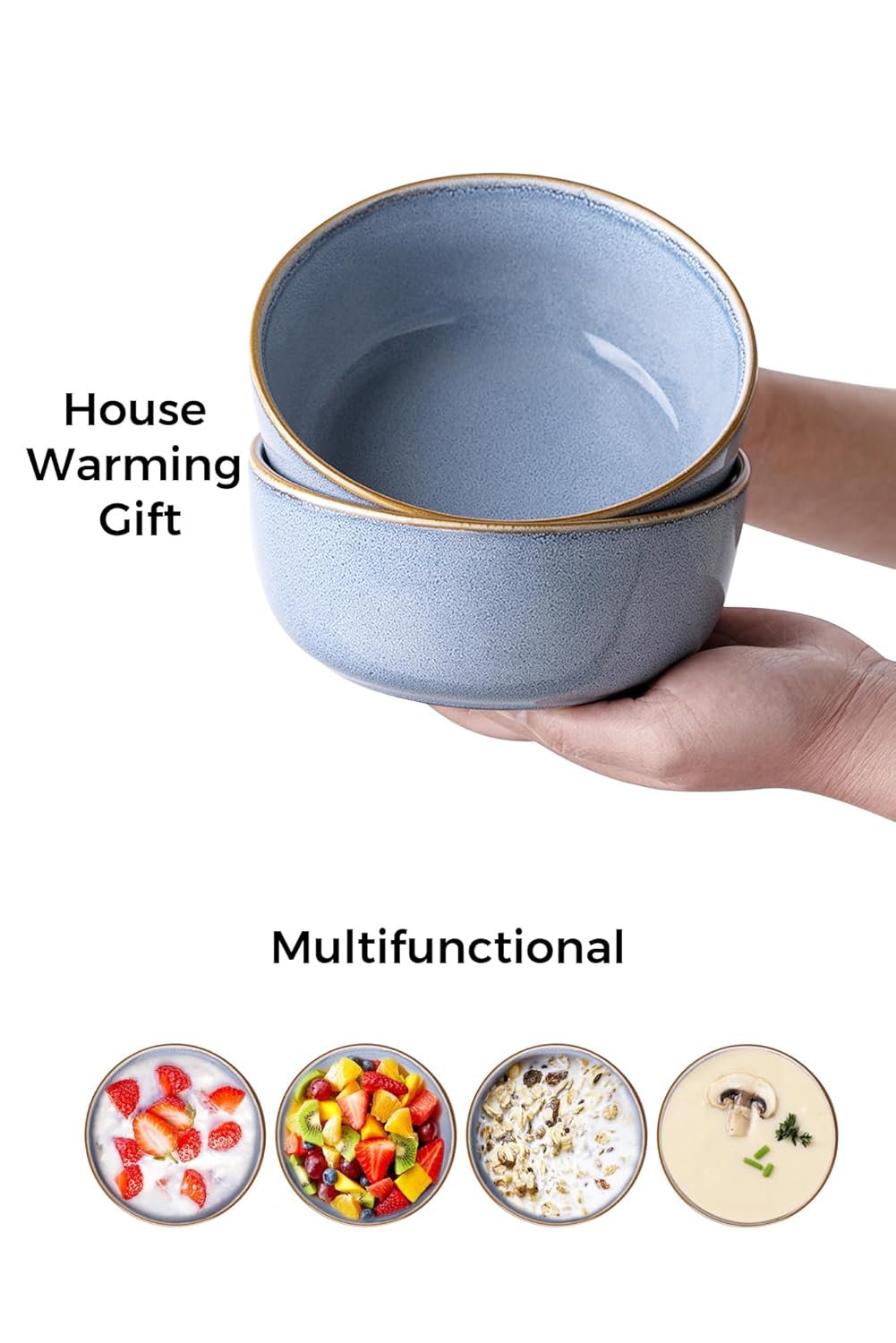 GBHOME Juego de 6 cuencos de cerámica para cereales de cocina, cuencos de sopa de cerámica de 26 onzas para sopa de cereales, avena, cuencos de