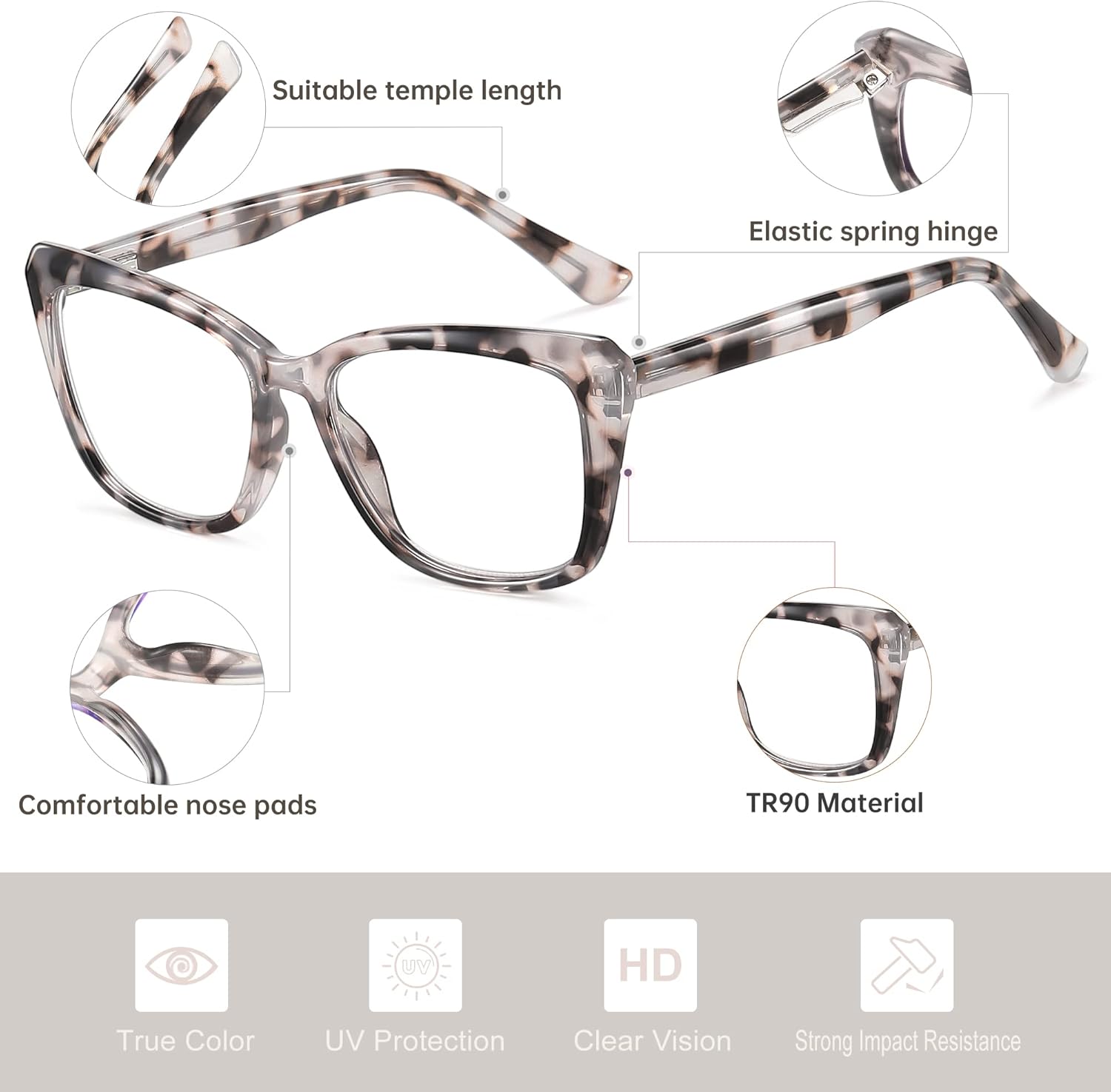 EYEGUARD Lentes de lectura con luz azul para mujer, TR90, lentes de computadora con diseño de ojo de gato, a la moda, con bisagra de resorte