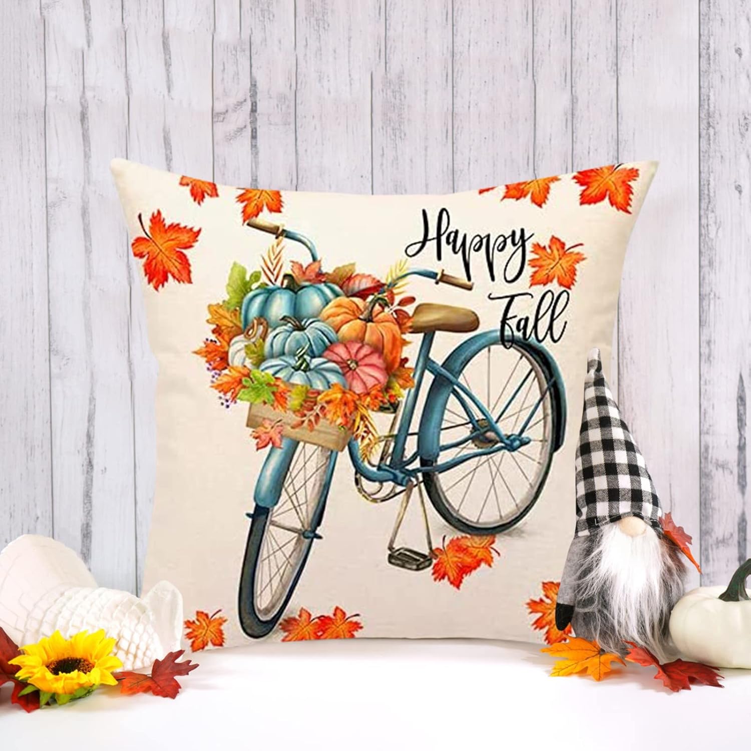 Funda de almohada decorativa de Halloween, funda de almohada de calabaza, otoño, Acción de Gracias, otoño, calabaza, granja, decoración de hoja de