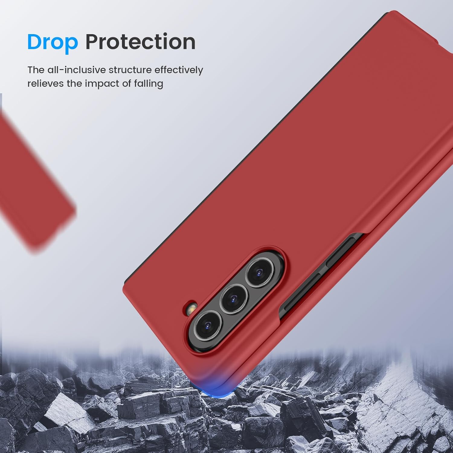 Ruky Funda delgada para Samsung Z Fold 5, con protector de pantalla integrado, ultrafina y dura, de policarbonato, a prueba de golpes, arañazos,