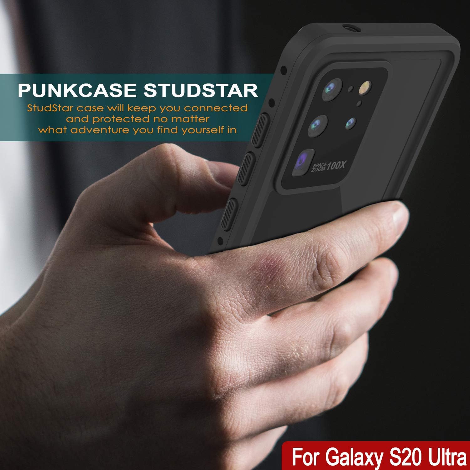 PunkCase S20 Ultra – Funda impermeable serie StudStar ajuste delgado certificado IP68 a prueba de golpes a prueba de suciedad a prueba de nieve