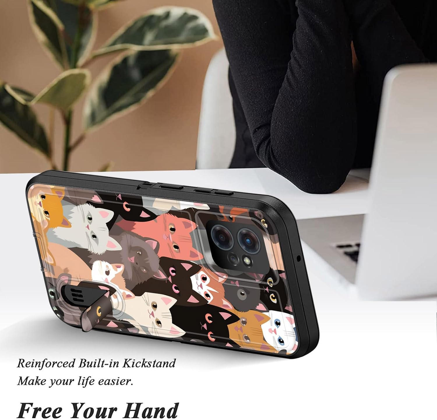 Funda para Moto G Power 5G 2023 con soporte integrado, a prueba de golpes, polvo y caídas, 3 capas, grado militar, funda protectora para Motorola