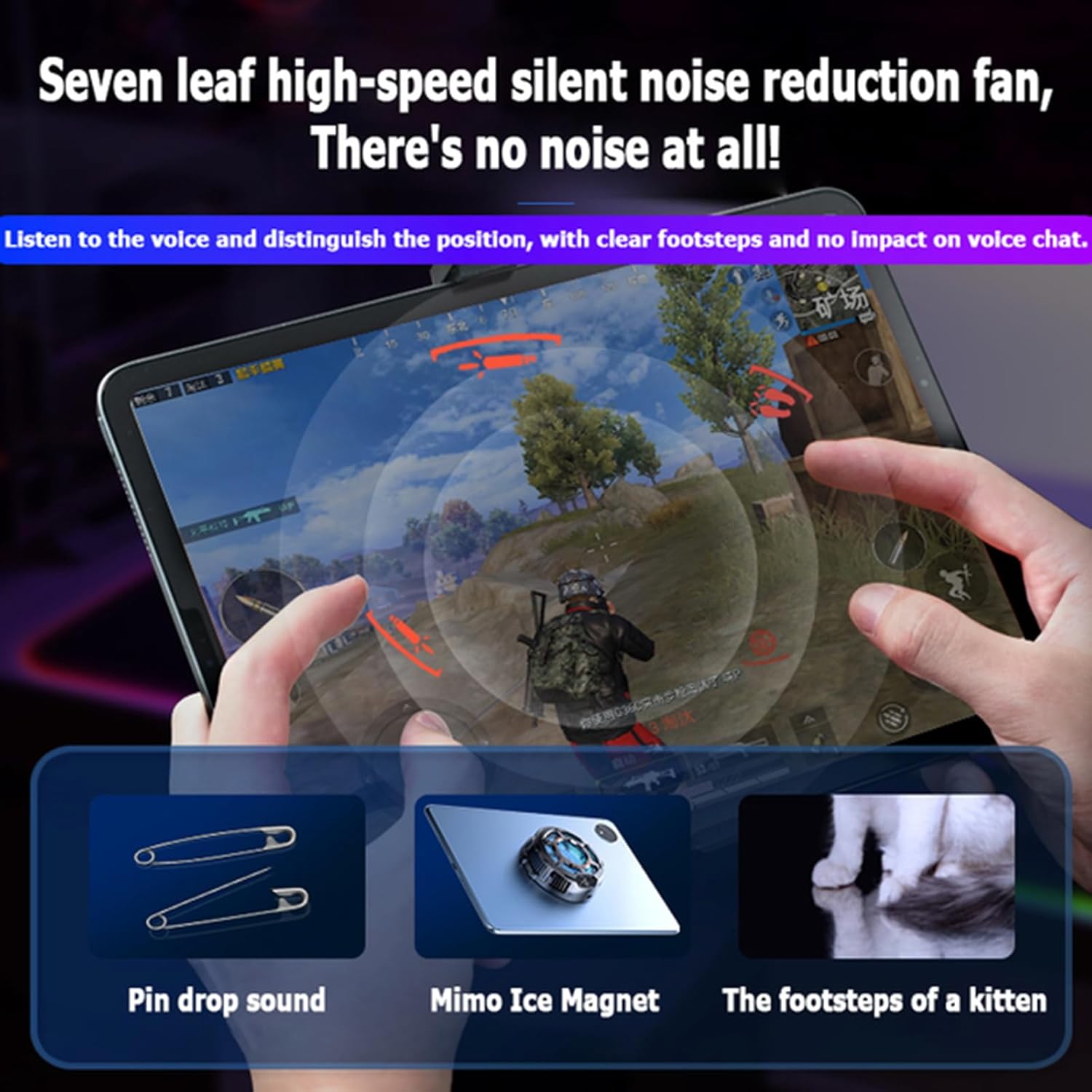 Enfriador de tableta para iPad Surface Pro 30 W radiador súper potente ventilador magnético de enfriamiento del teléfono con 3 modos de