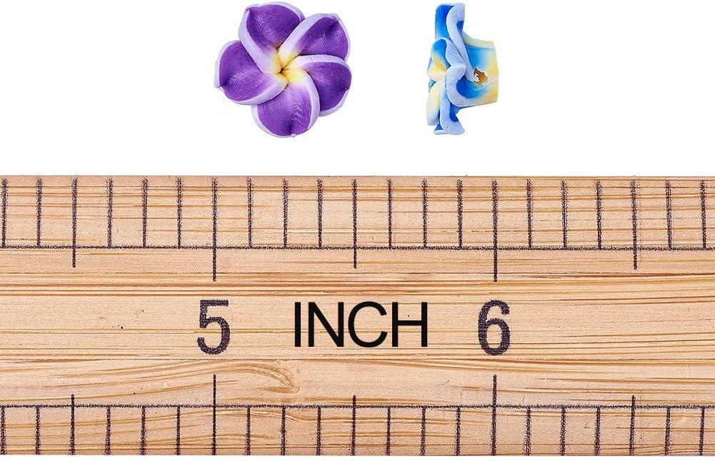 Craftdady 200 cuentas sueltas de arcilla polimérica Plumeria Flower Spacer 0.472×0.315 in colores mezclados al azar 5 pétalos florales abalorios de