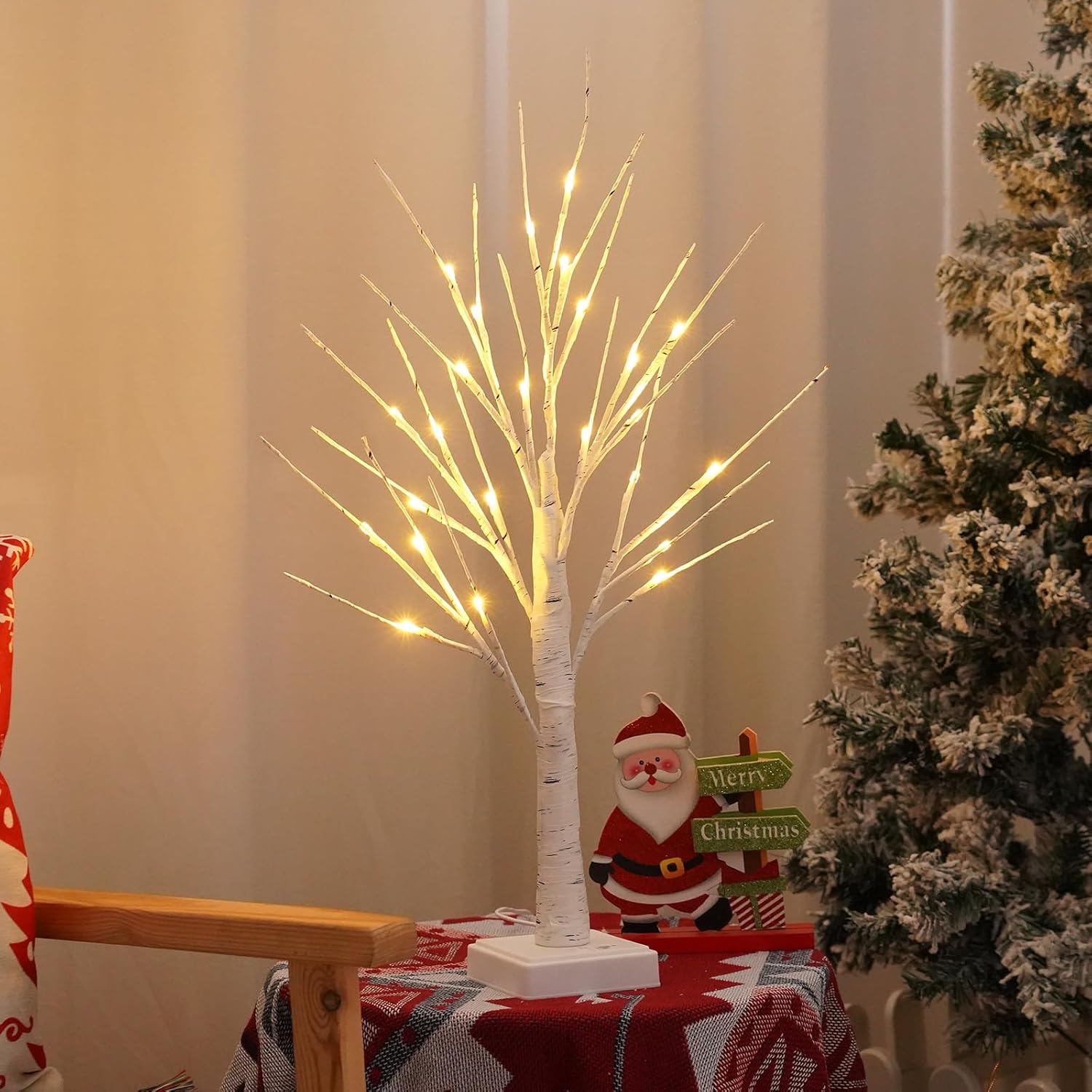 Lámpara de árbol de abedul de 24 LED, árbol de espíritu de luz de hadas, 24 piezas de adornos de huevo de Pascua, luz de árbol bonsái, ramas
