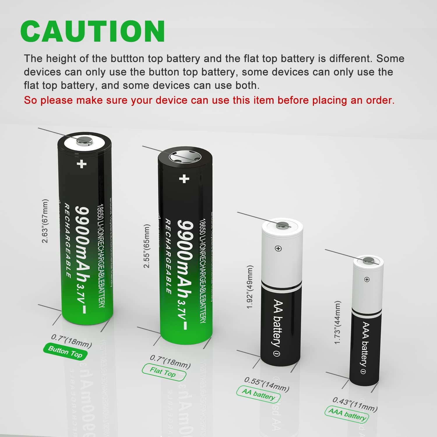 Batería recargable 18650 de 3,7 voltios 9900mAh 18650 batería con botón superior de iones de litio para linterna, faro, paquete de 2