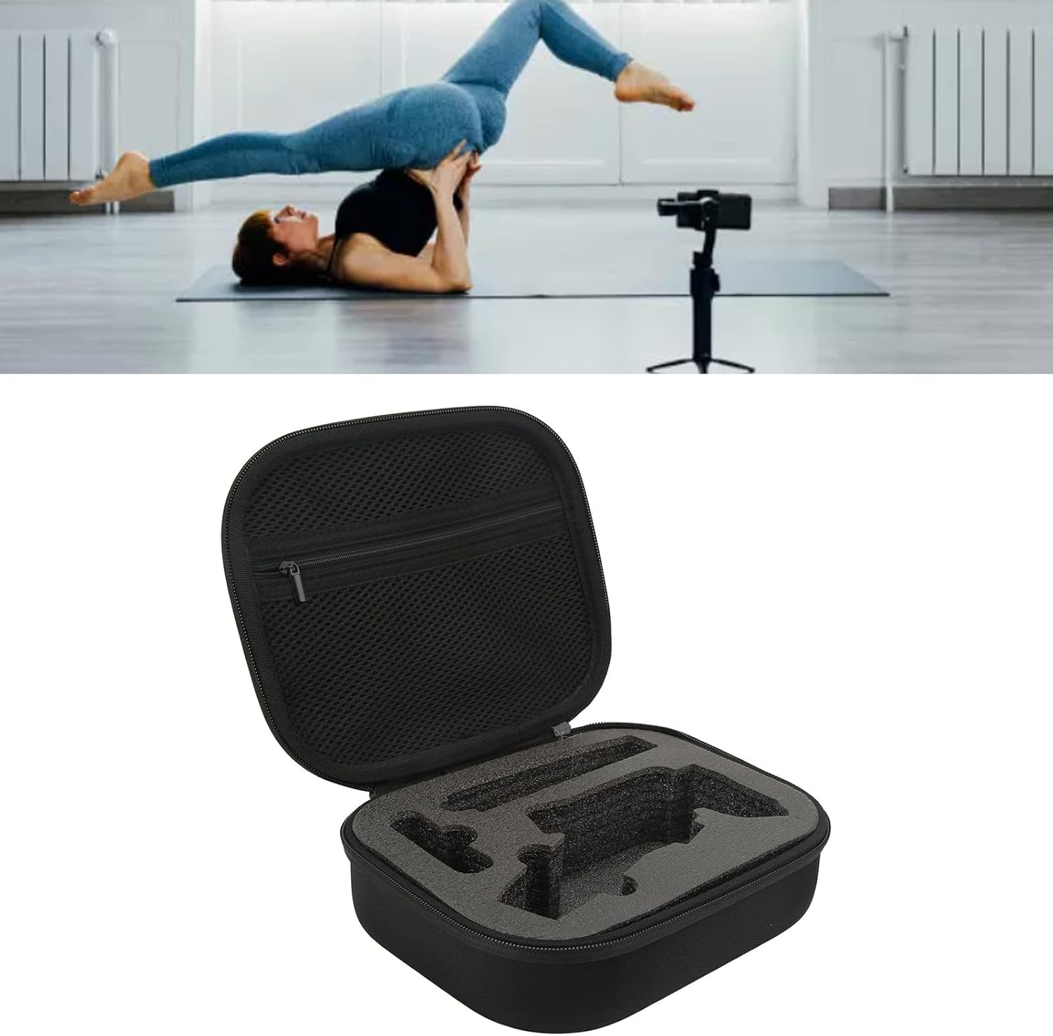 Bolsa de almacenamiento compacta y portátil para DJI Osmo Mobile 6 estabilizador de cámara con bolsillo de malla transpirable y cremallera