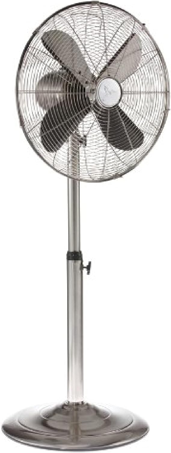 DecoBREEZE Ventilador de pie de pedestal, ventilador oscilante de 3 velocidades para interiores con altura ajustable, inoxidable, ventilador retro,