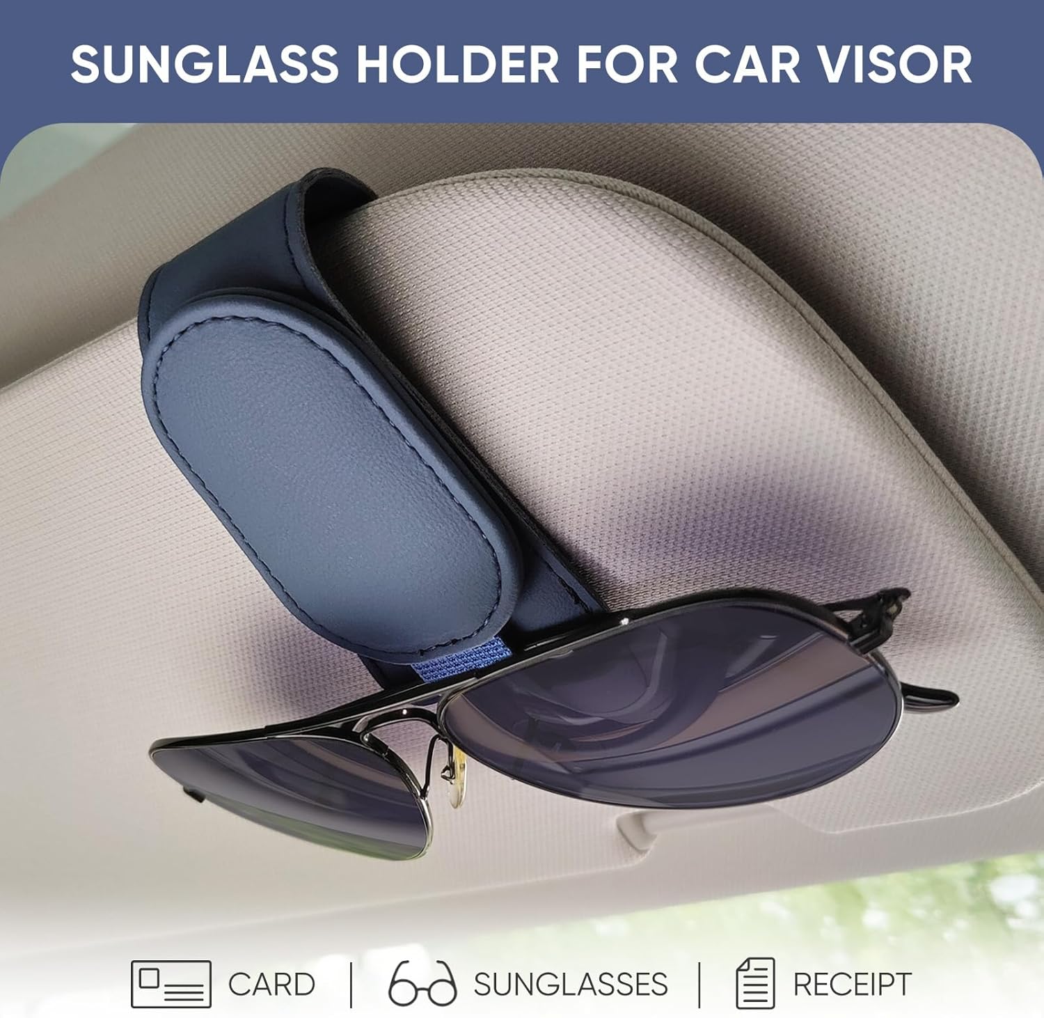 Soporte para lentes de sol para visera solar de automóvil, soporte magnético de cuero para gafas, clip para lentes de sol, clip para tarjeta de
