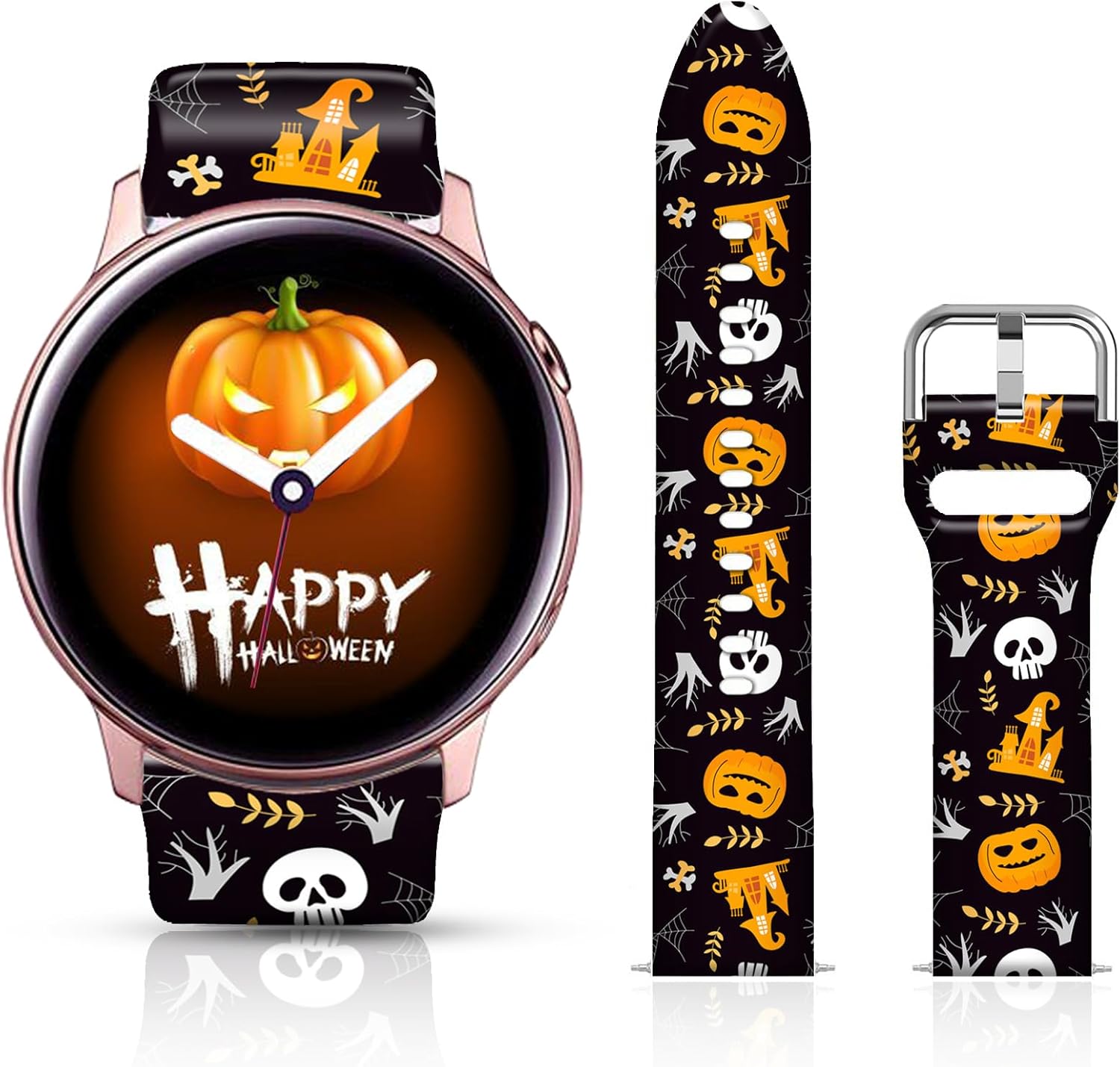 20mm Holidays Floral Silicone Bands Compatible for Samsung Galaxy Watch 4 40mm 44mmClassic 42mm 46mmWatch 3 41mm, Active 2 Watch BandsGear s2 for