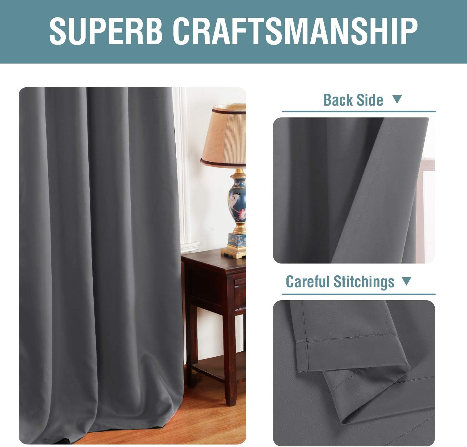 H.VERSAILTEX – Cortinas opacas prémium con ojales para oscurecimiento de dormitorios, salas de estar, puertas y ventanas, 1 panel, 52pulgadas de