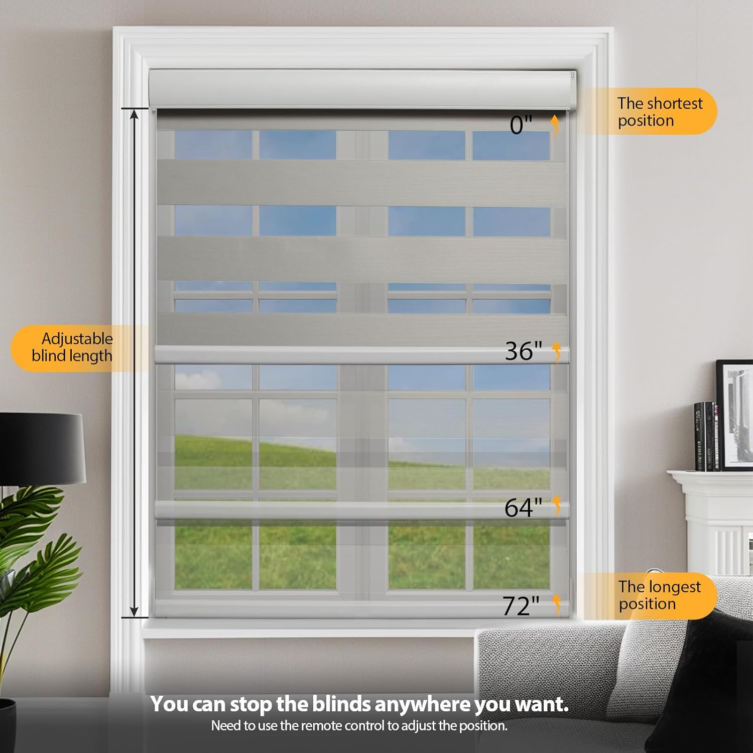 Persianas motorizadas de cebra inteligentes con control remoto, persianas eléctricas para ventanas interiores, filtrado de luz, persianas