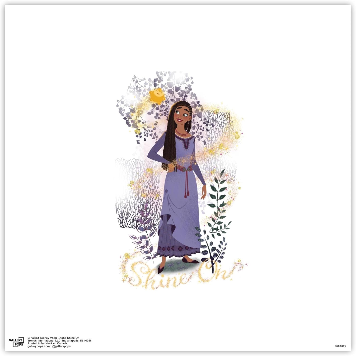 Trends International Gallery Pops Disney Wish – Póster de pared Asha Shine On Wall Art, 12.00 x 12.00 pulgadas, versión sin marco