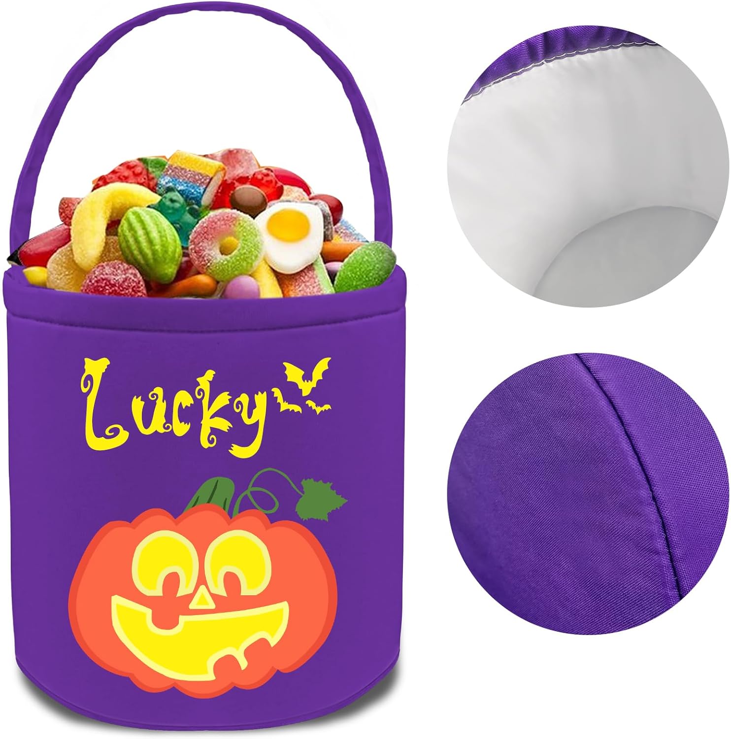 Cesta personalizada de Halloween, bolsa de cubo personalizada con nombre personalizado, cesta de lona de calabaza, regalos para niños y niñas
