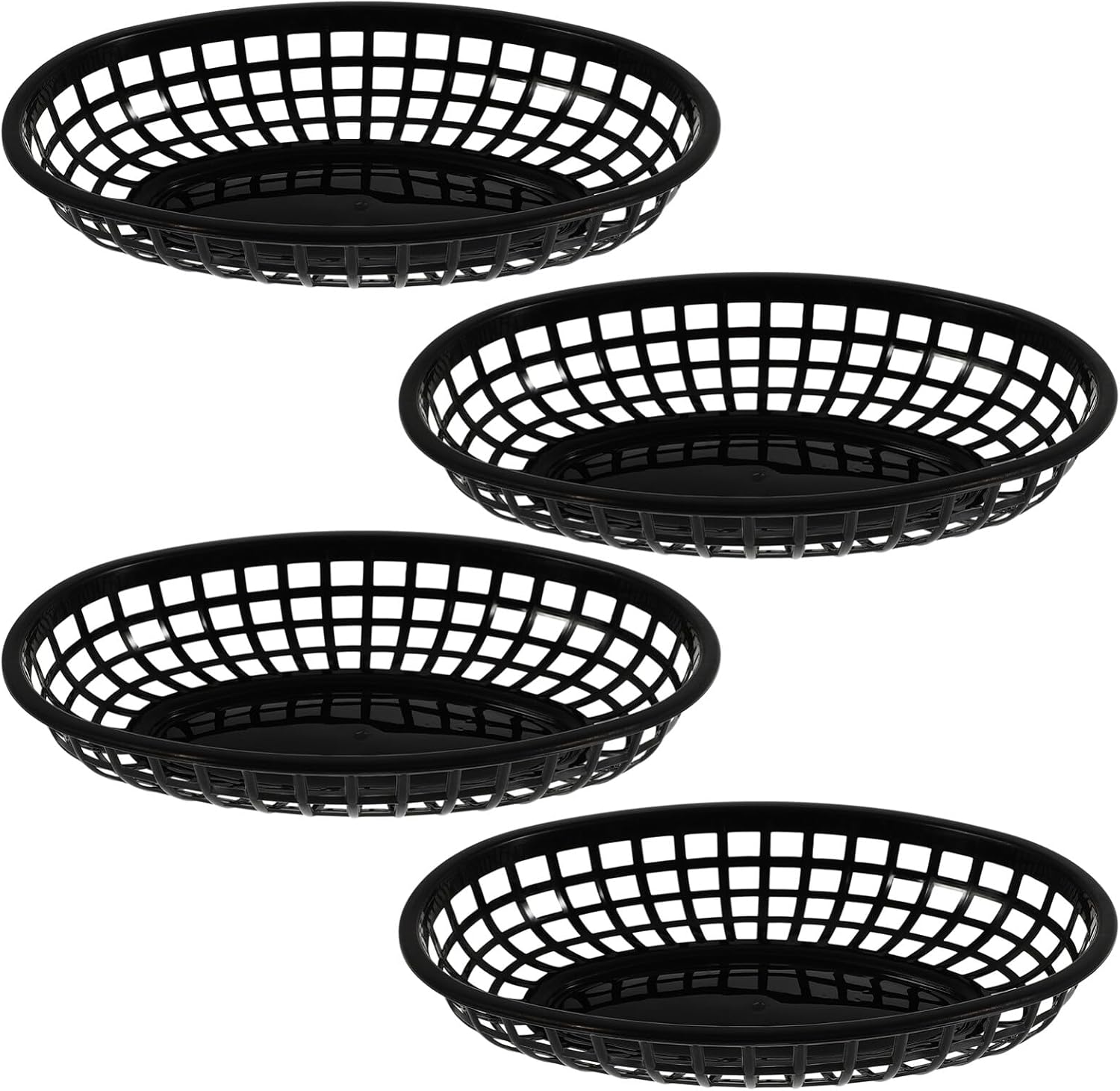 Kichvoe Cesta de comida rápida 4 unids cesta de plástico para frituras cesta de pan cestas de pan bandeja ovalada para servir suministros de