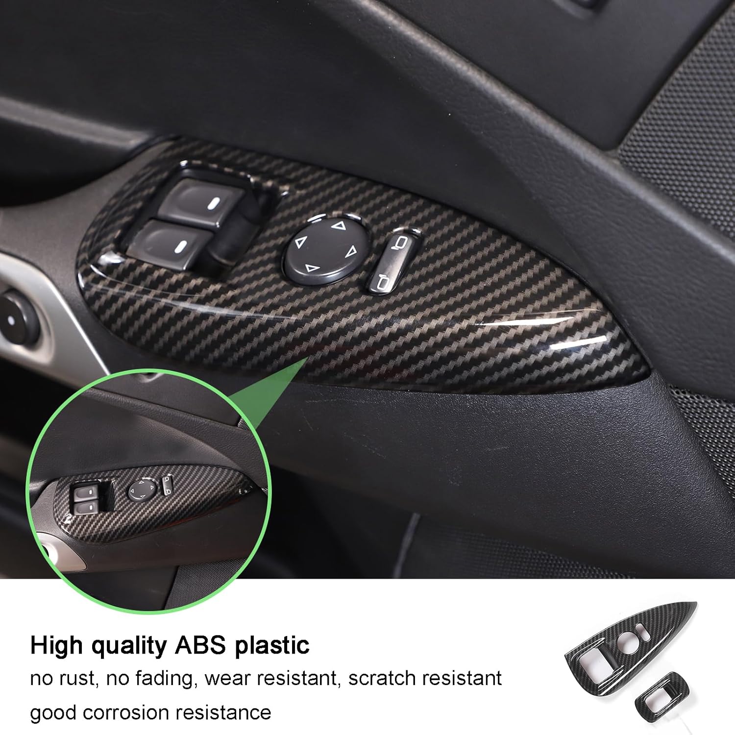 LLKUANG Cubierta de panel de botón de elevación de vidrio para ventana de automóvil, compatible con Chevrolet Corvette C6 2005-2013, accesorios