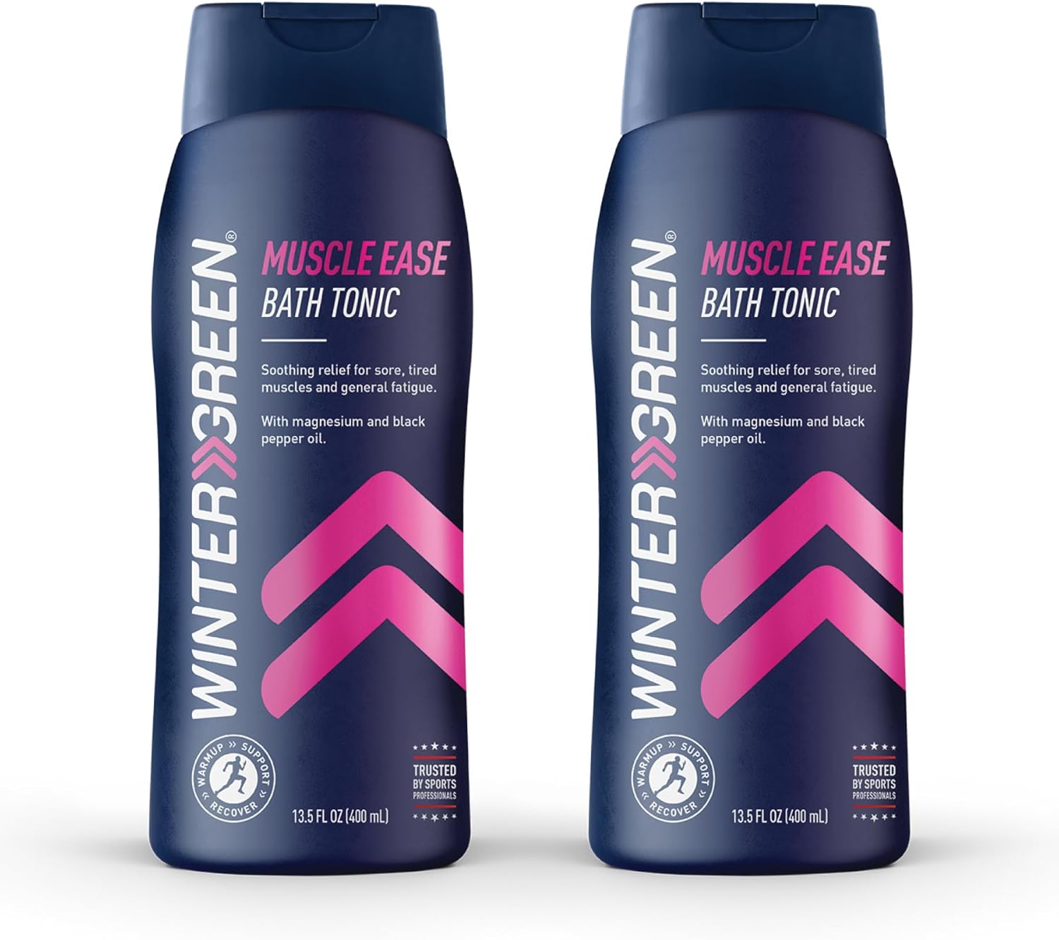 Wintergreen Muscle Ease Bath Tonic – Paquete de 2 unidades (2 x 13.5 onzas líquidas), mezcla de aceite de gaultina, sales de magnesio y aceite de