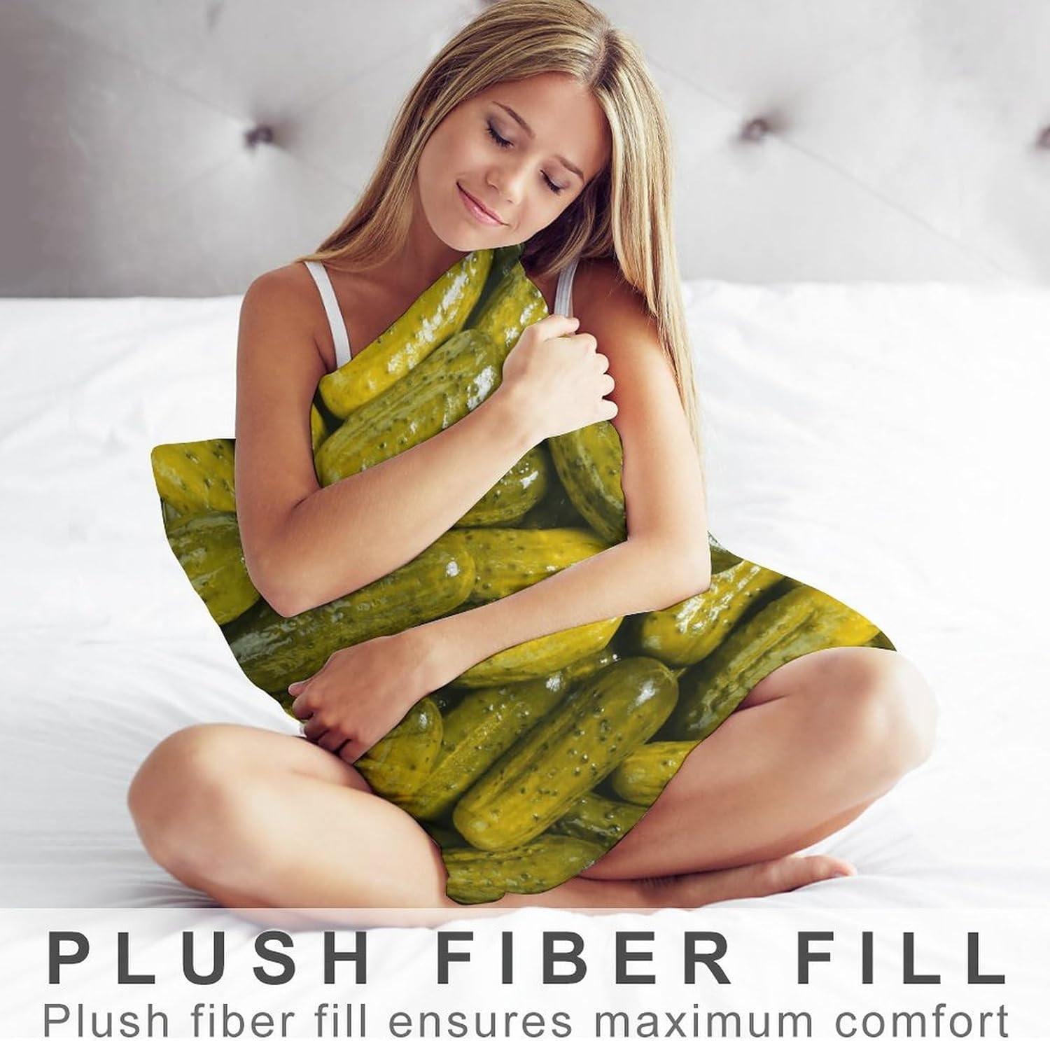 Wreioau Foodie – Funda de almohada decorativa rectangular con estampado de pepinillos enteros, decoración del hogar, para sala de estar, sofá,
